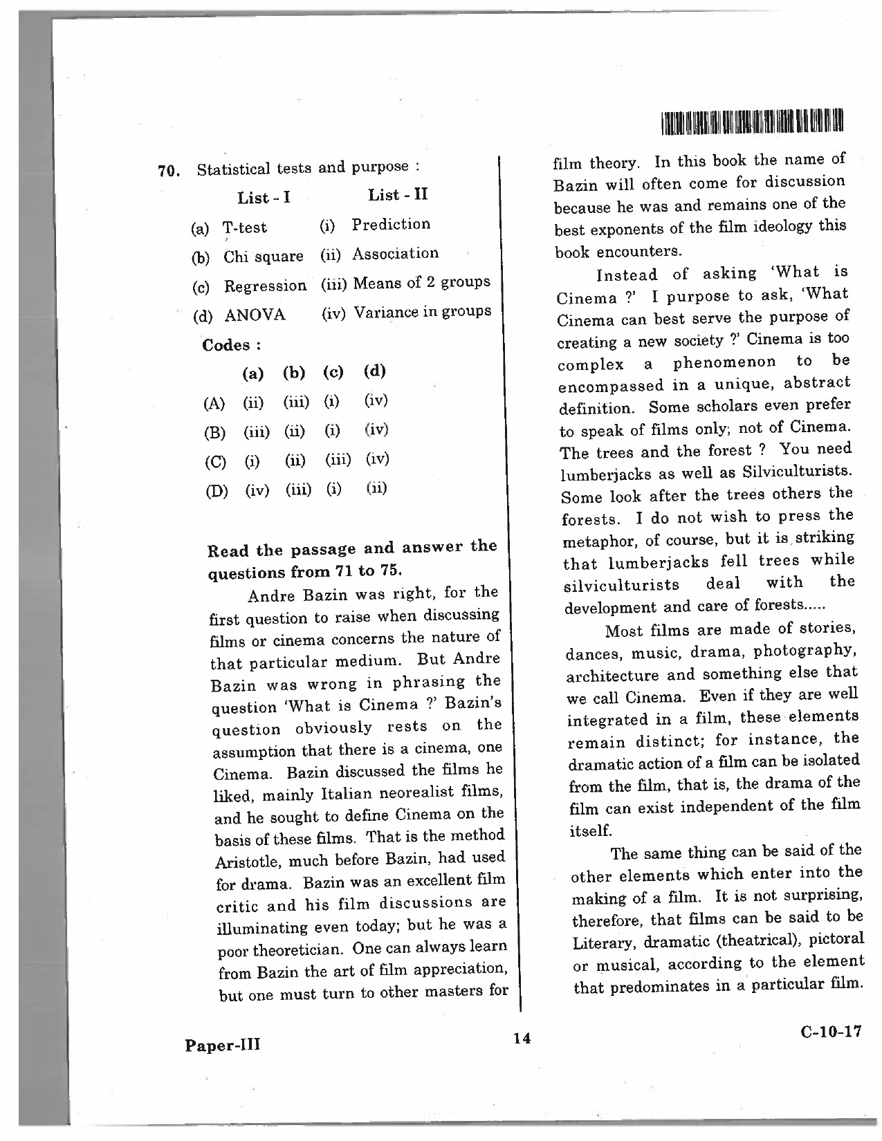 Telangana SET Journalism And Mass Communication 2017 Question Paper III 13