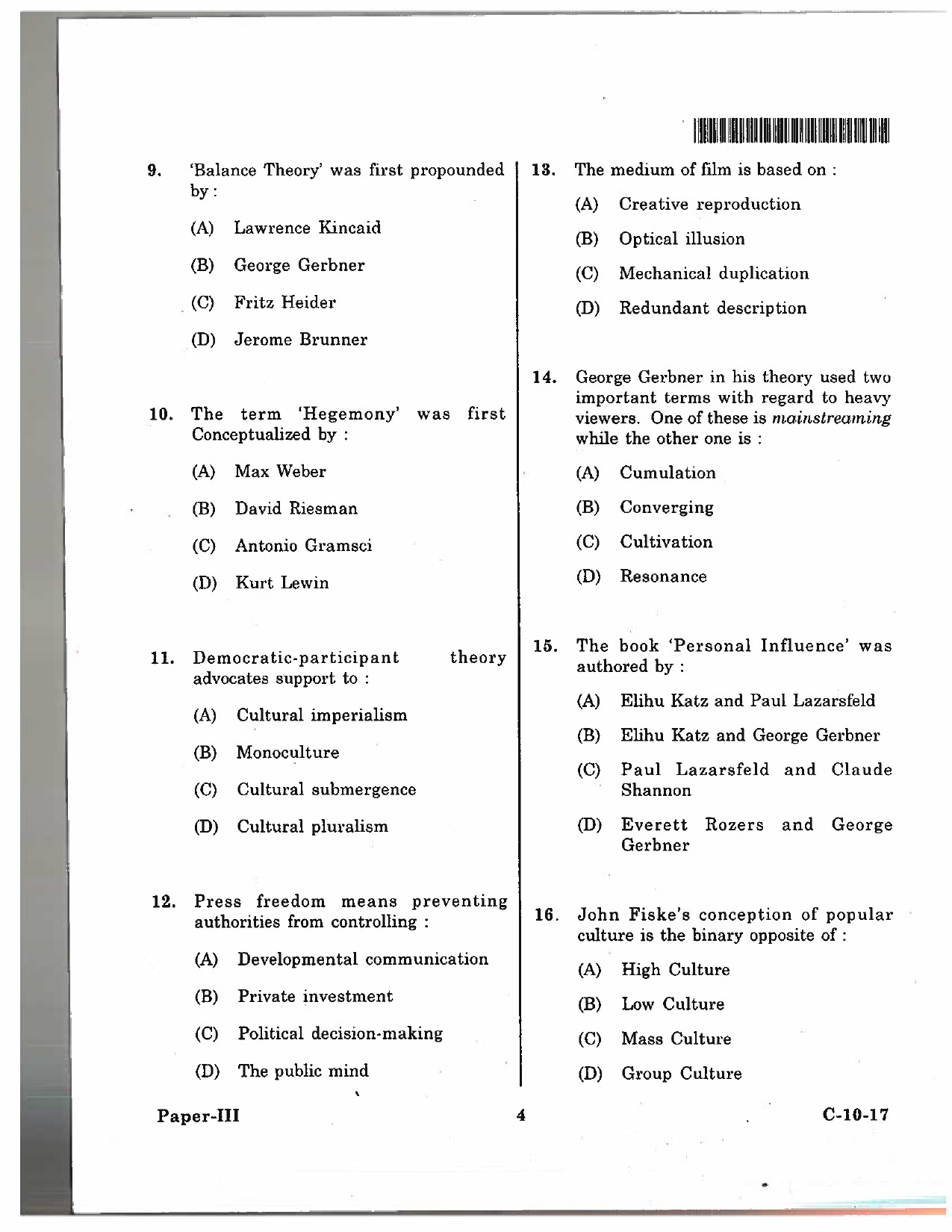 Telangana SET Journalism And Mass Communication 2017 Question Paper III 3