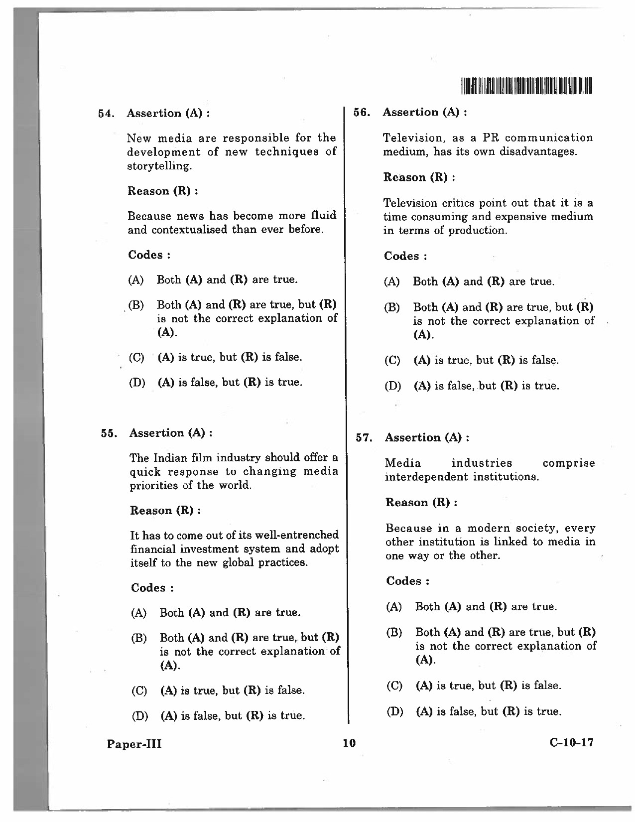 Telangana SET Journalism And Mass Communication 2017 Question Paper III 9