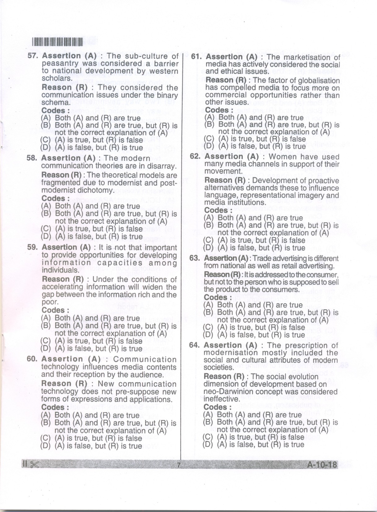 Telangana SET Journalism And Mass Communication 2018 Question Paper II 6