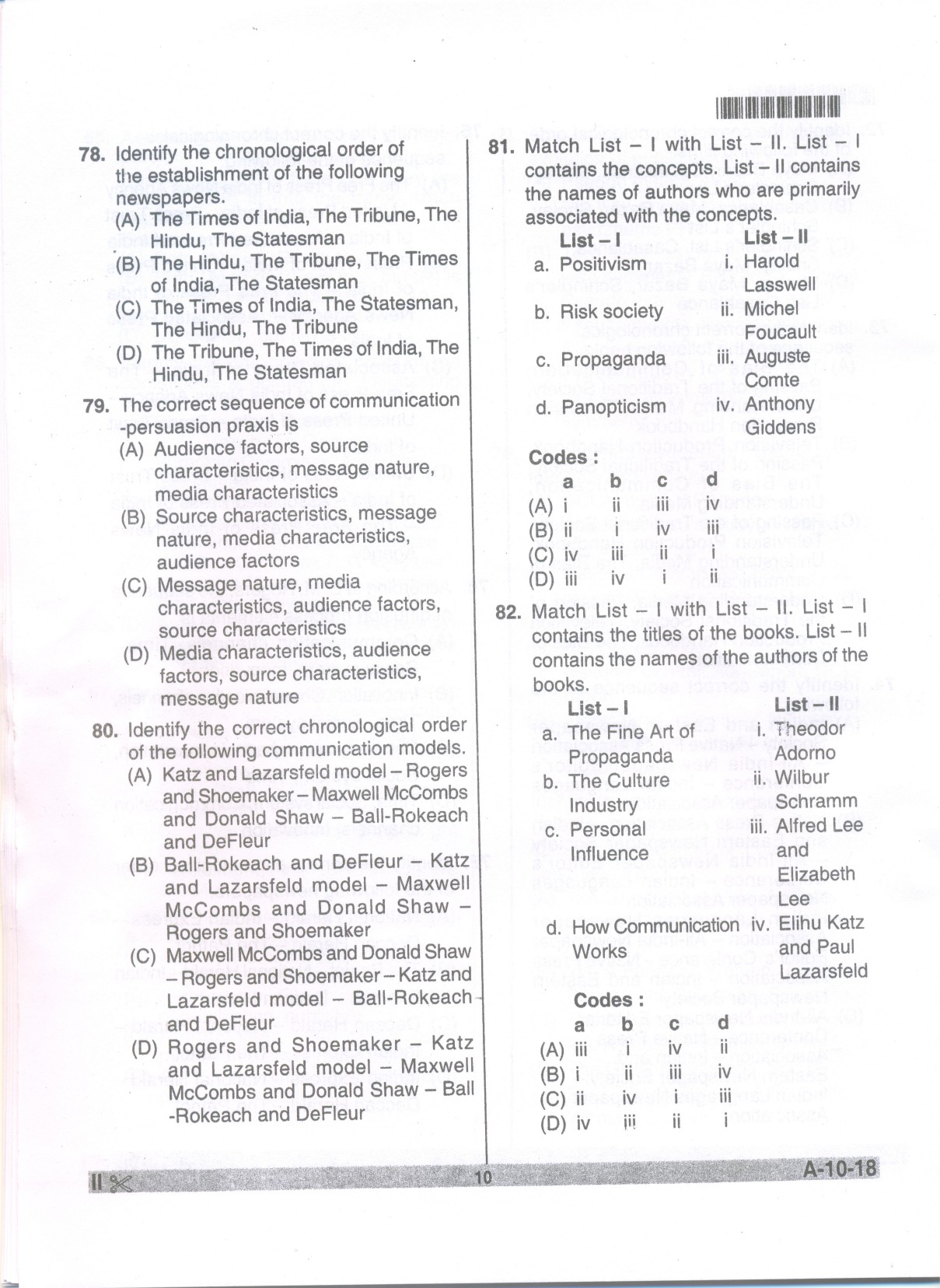 Telangana SET Journalism And Mass Communication 2018 Question Paper II 9