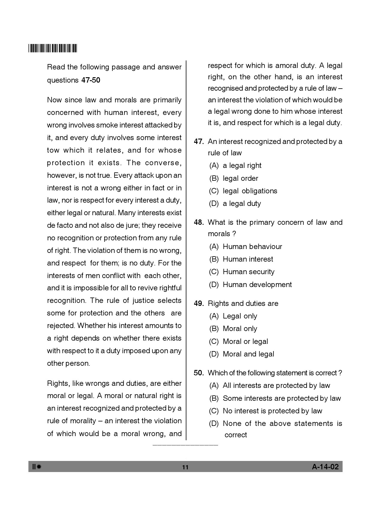 Telangana SET Law 2012 Question Paper II 10