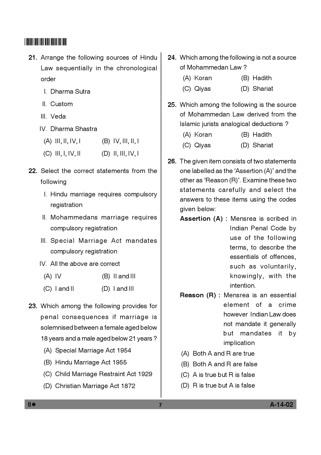 Telangana SET Law 2012 Question Paper II 6