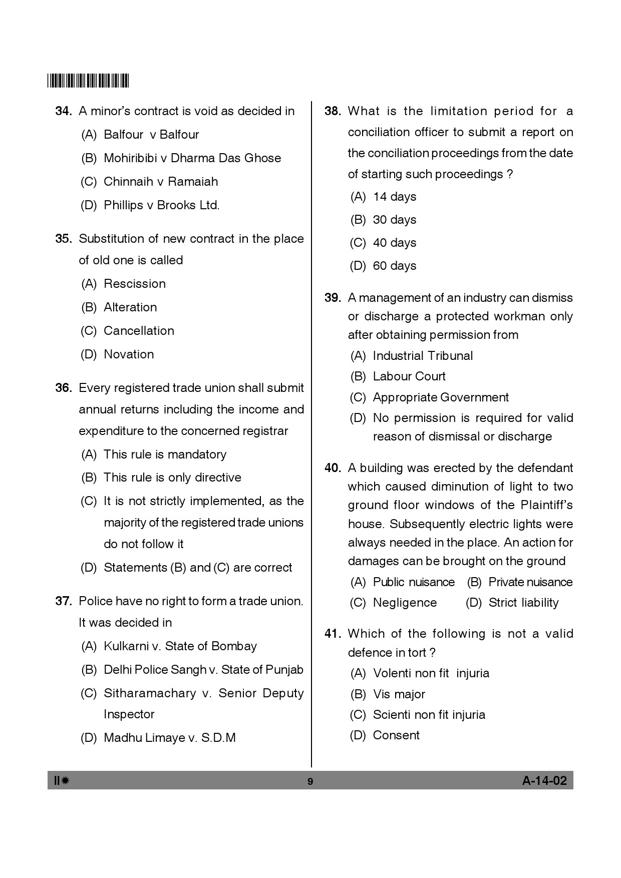 Telangana SET Law 2012 Question Paper II 8