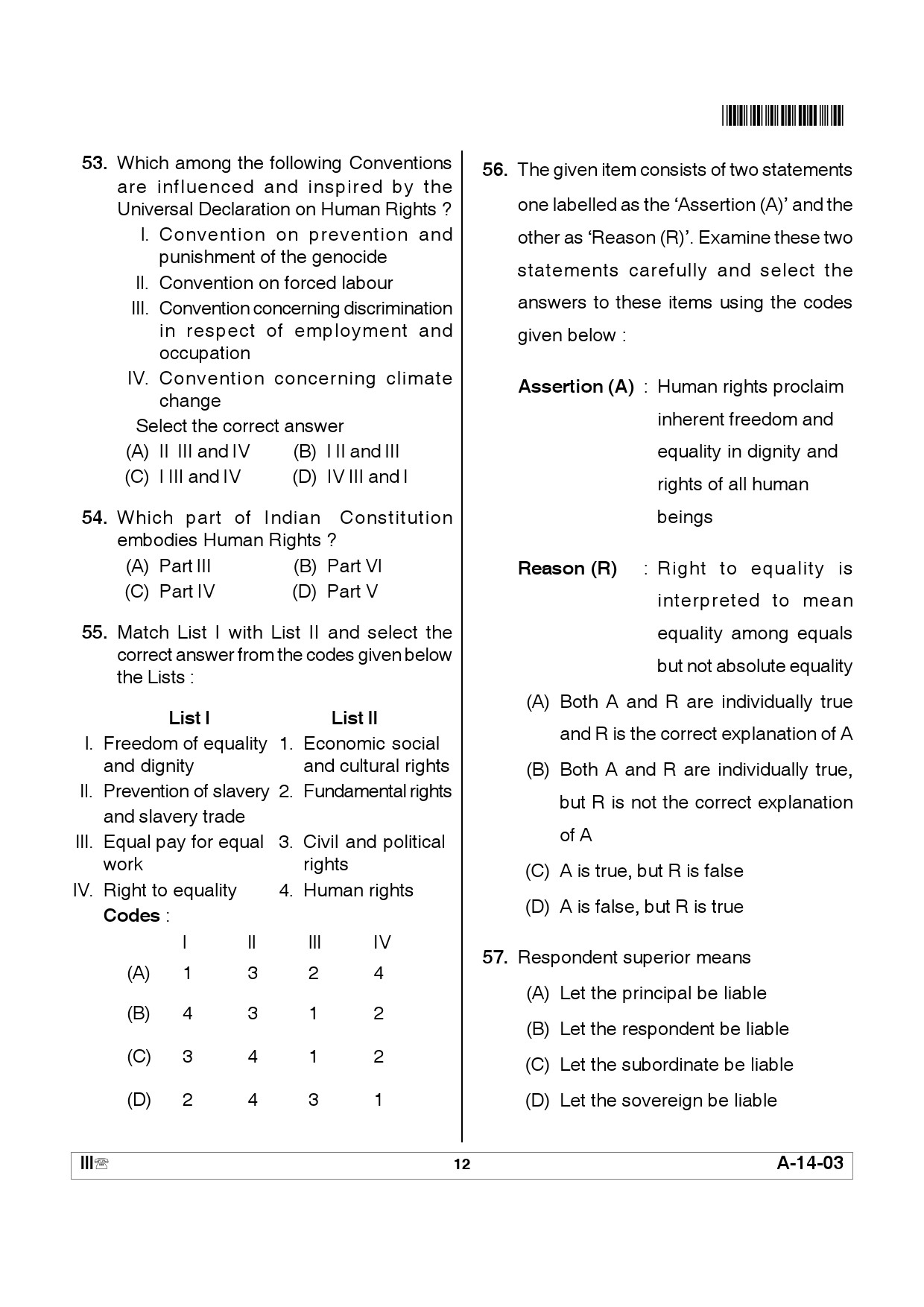 Telangana SET Law 2012 Question Paper III 11