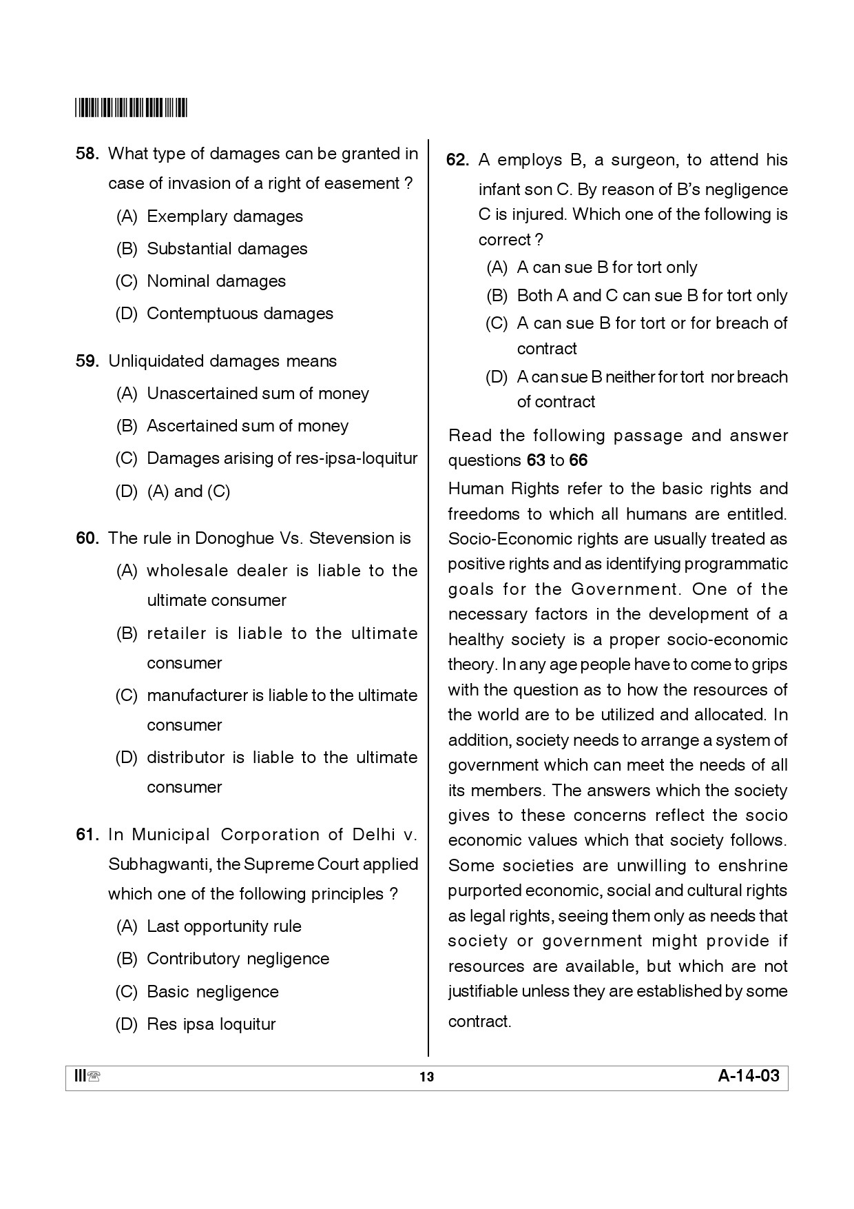 Telangana SET Law 2012 Question Paper III 12