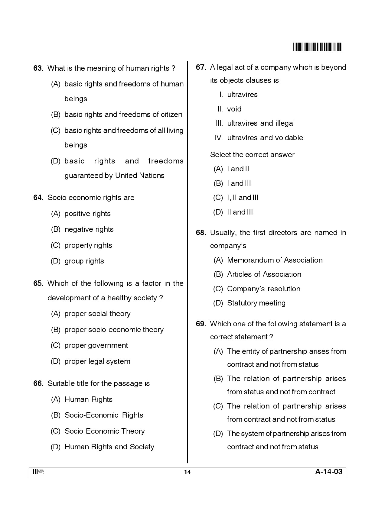 Telangana SET Law 2012 Question Paper III 13