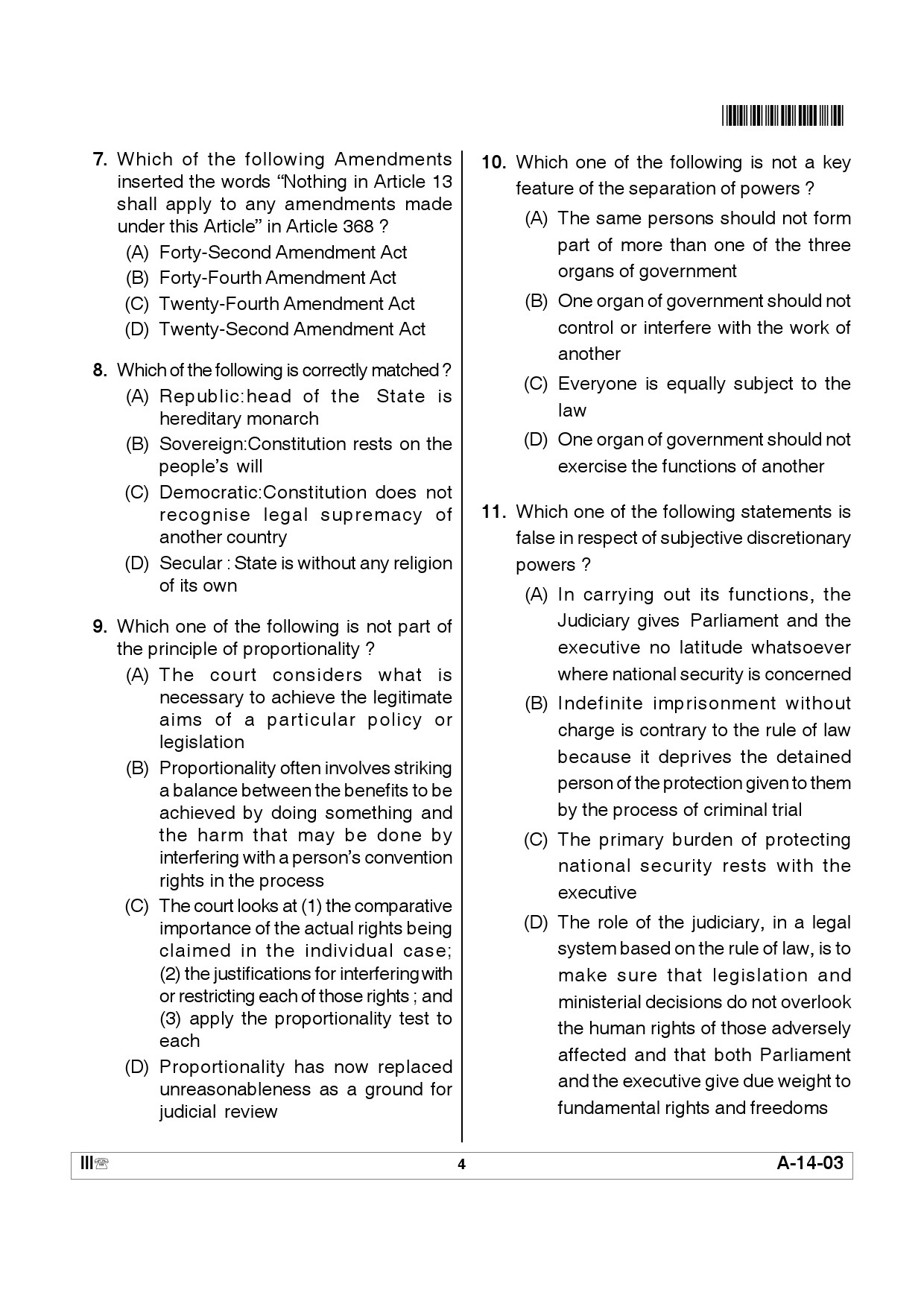 Telangana SET Law 2012 Question Paper III 3