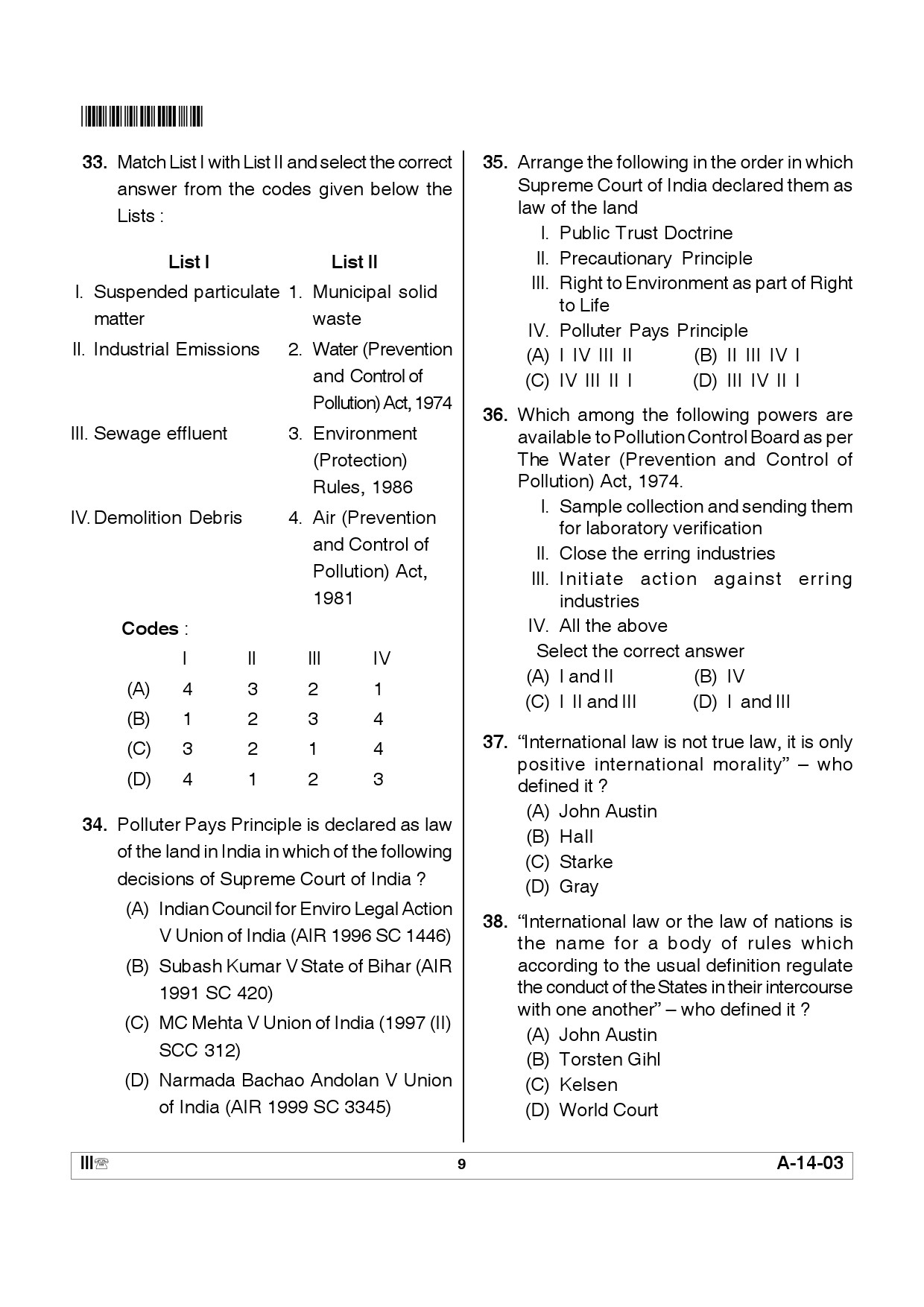 Telangana SET Law 2012 Question Paper III 8