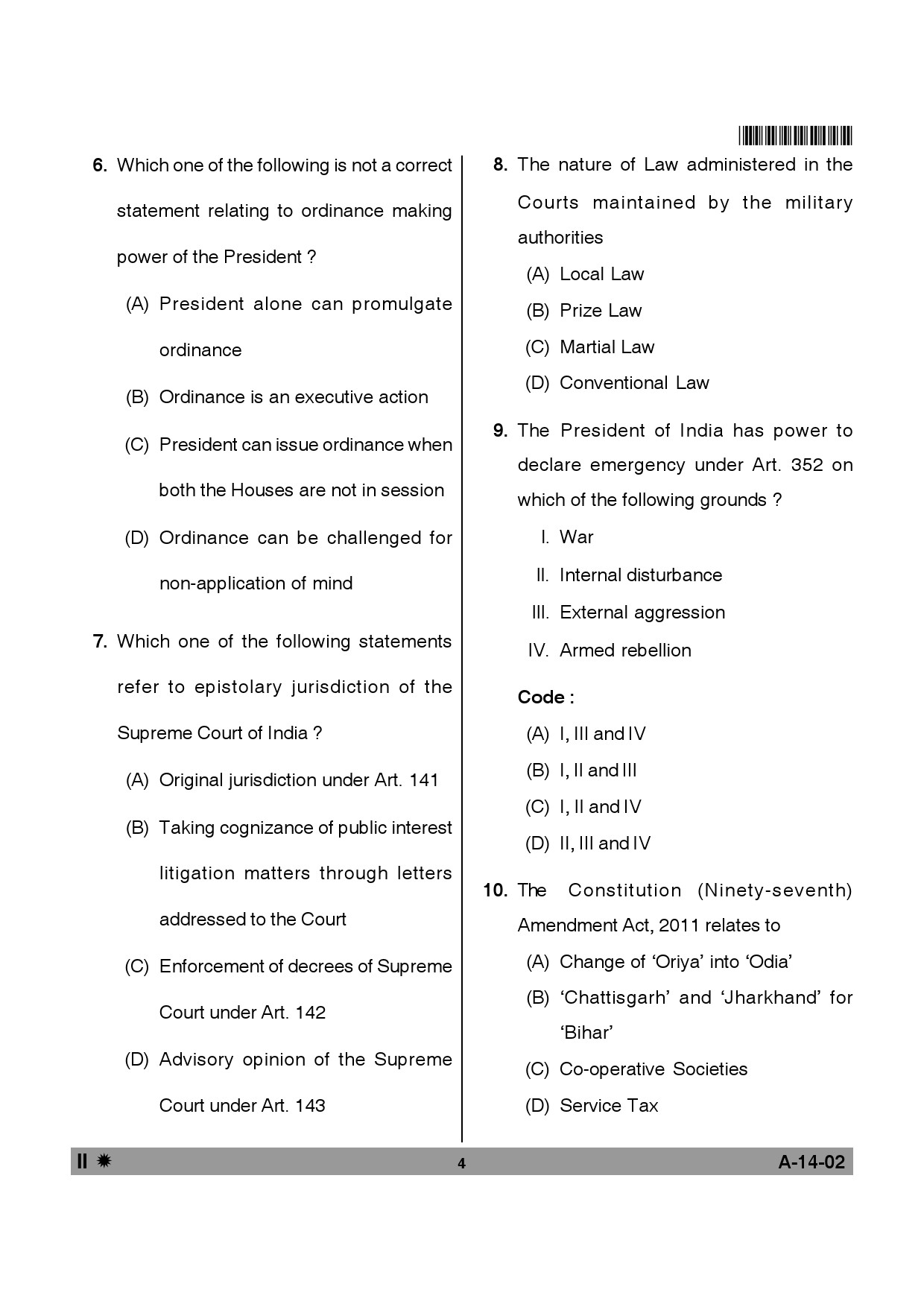 Telangana SET Law 2013 Question Paper II 3