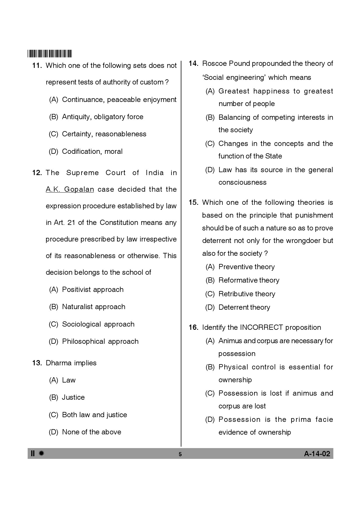 Telangana SET Law 2013 Question Paper II 4