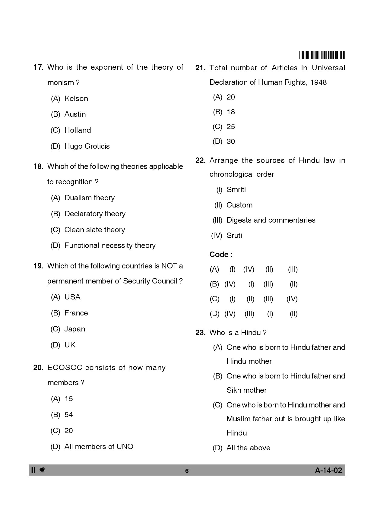 Telangana SET Law 2013 Question Paper II 5