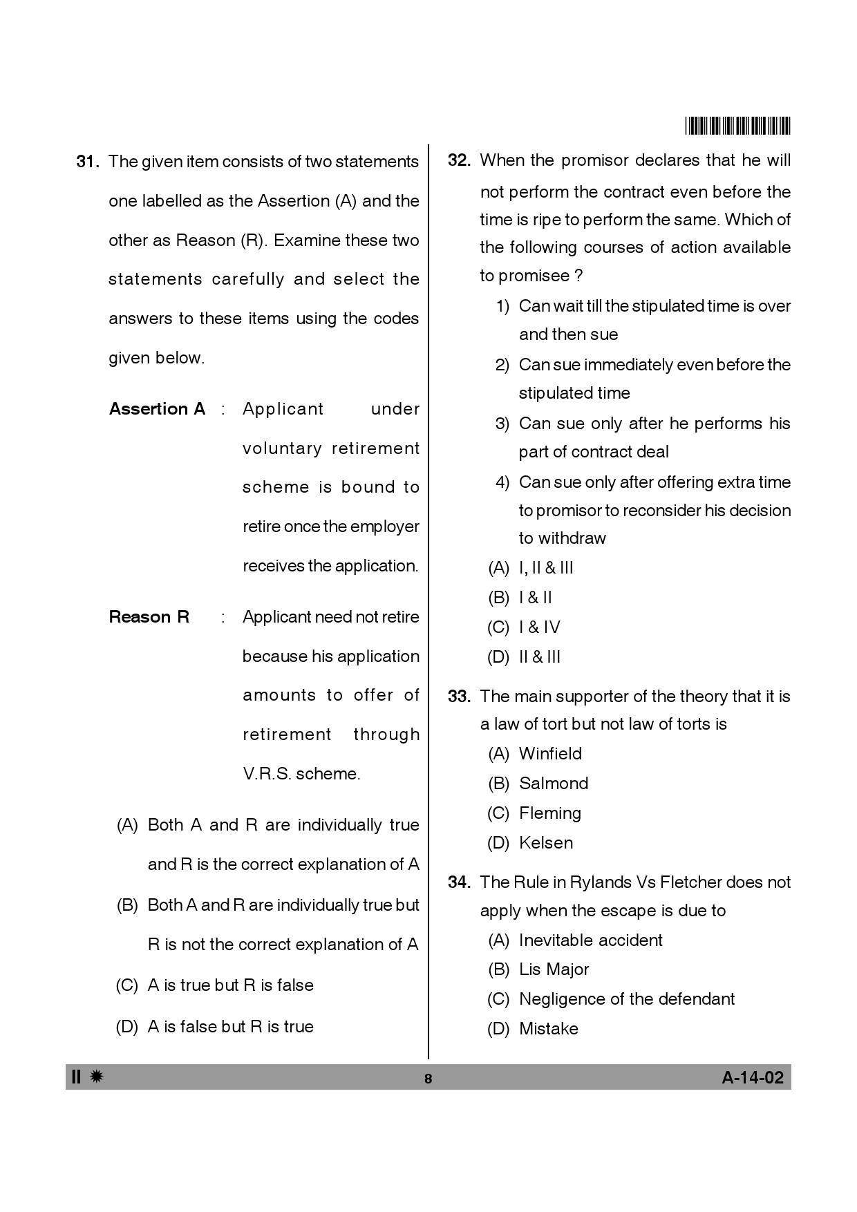 Telangana SET Law 2013 Question Paper II 7