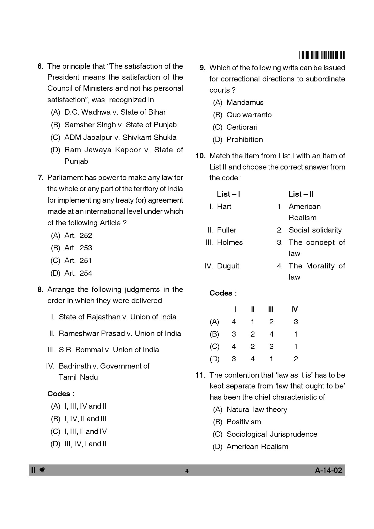 Telangana SET Law 2014 Question Paper II 3