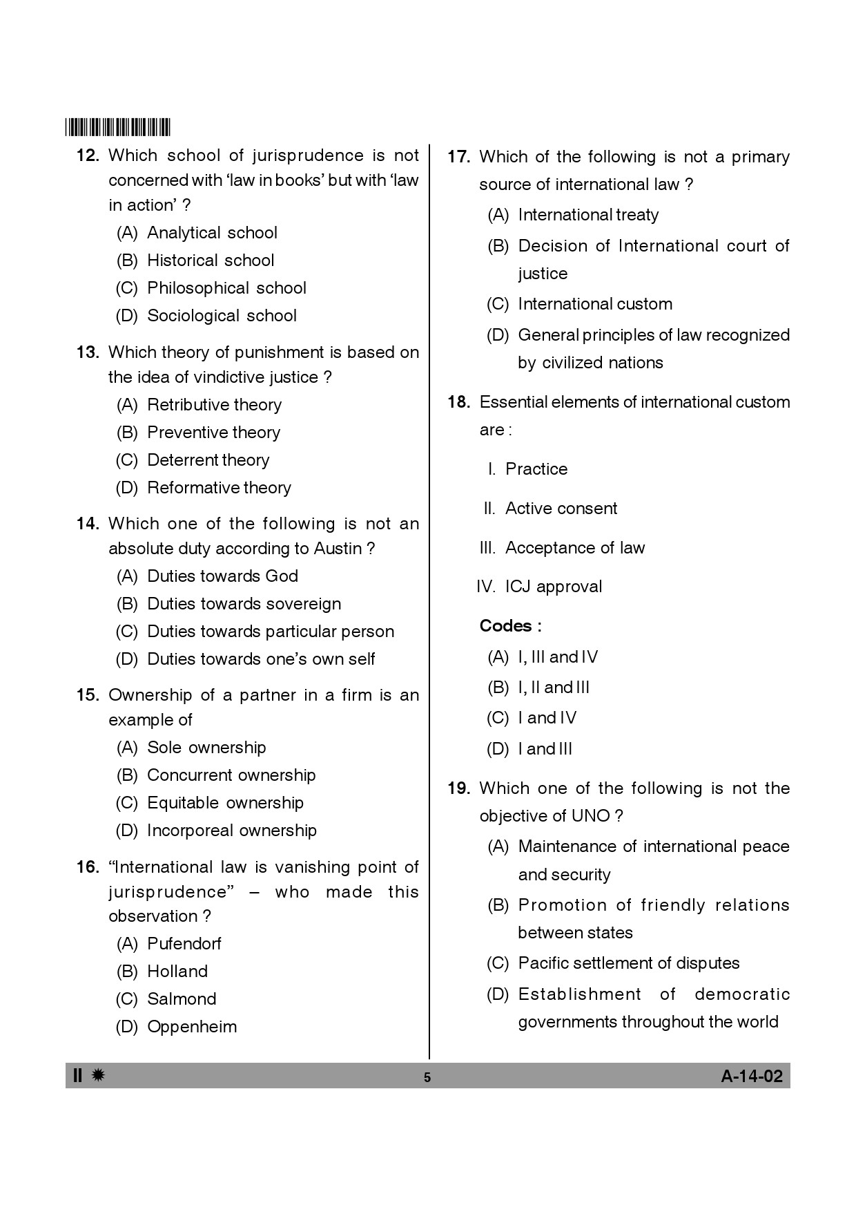 Telangana SET Law 2014 Question Paper II 4