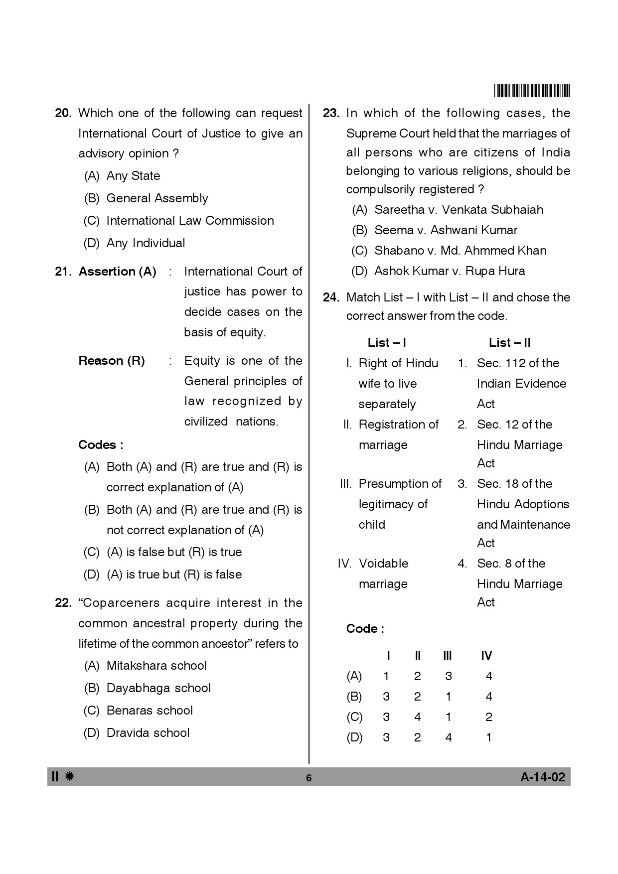 Telangana SET Law 2014 Question Paper II 5