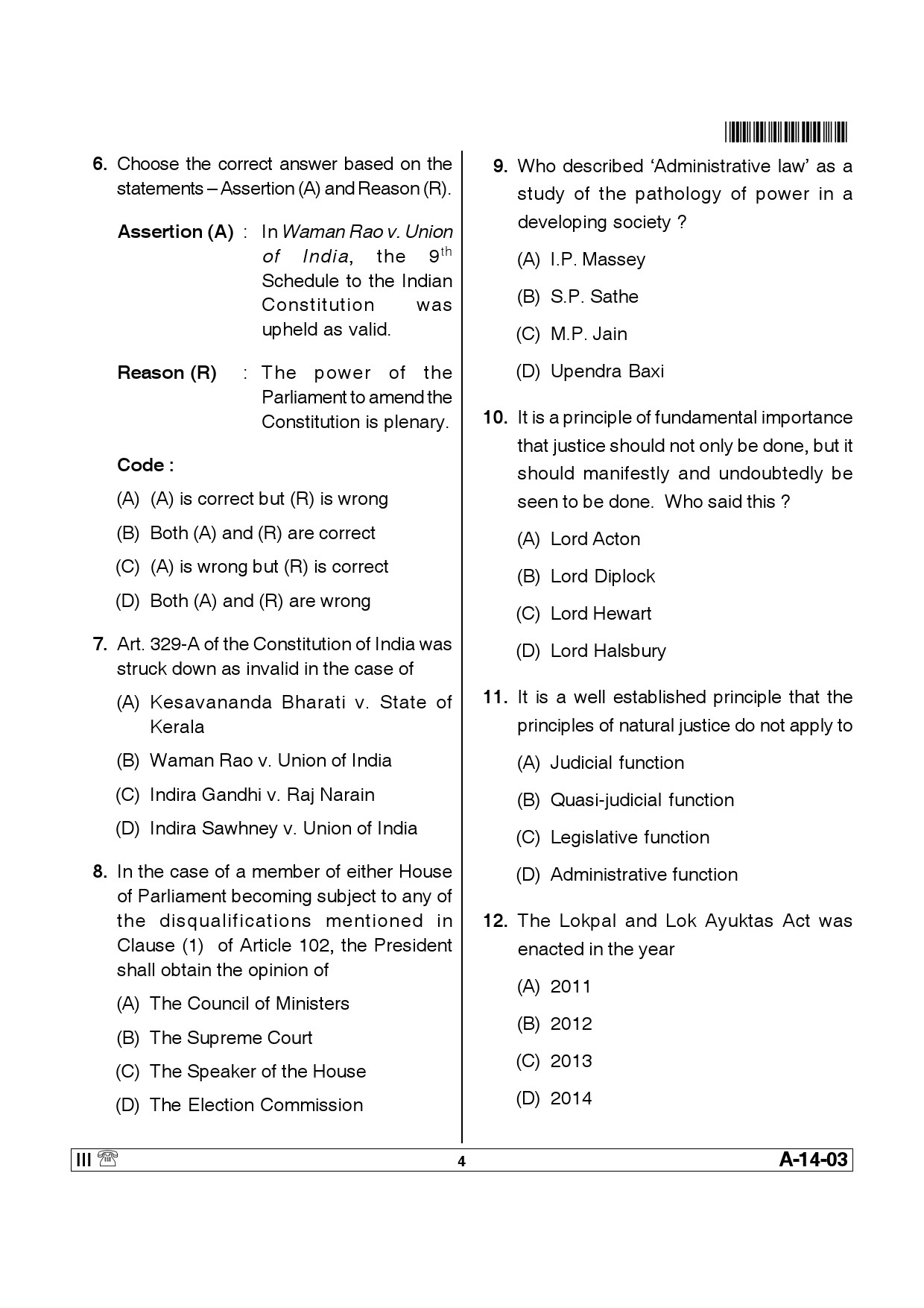 Telangana SET Law 2014 Question Paper III 3