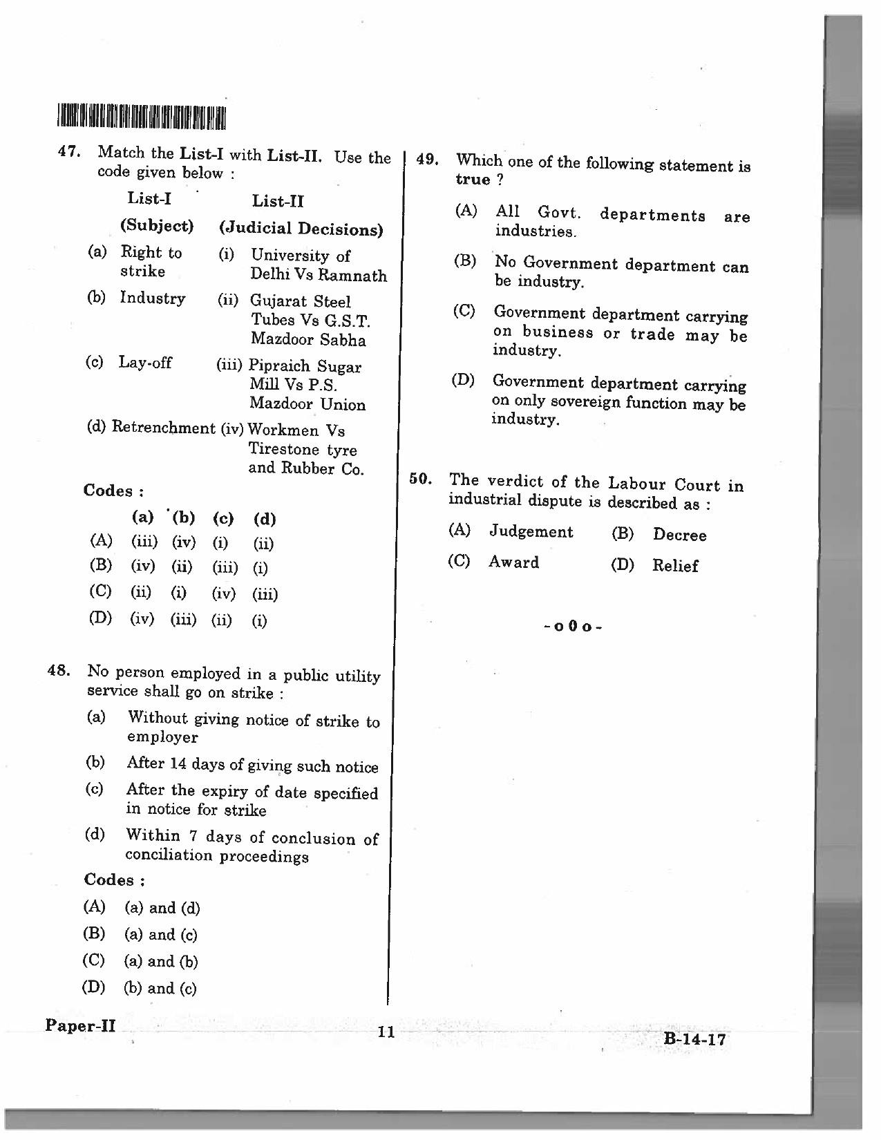 Telangana SET Law 2017 Question Paper II 10