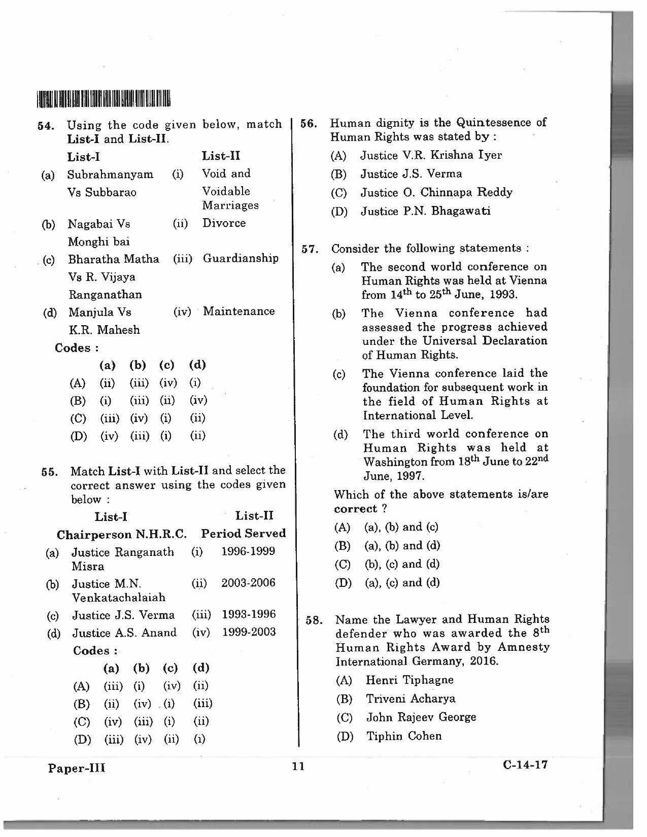 Telangana SET Law 2017 Question Paper III 10