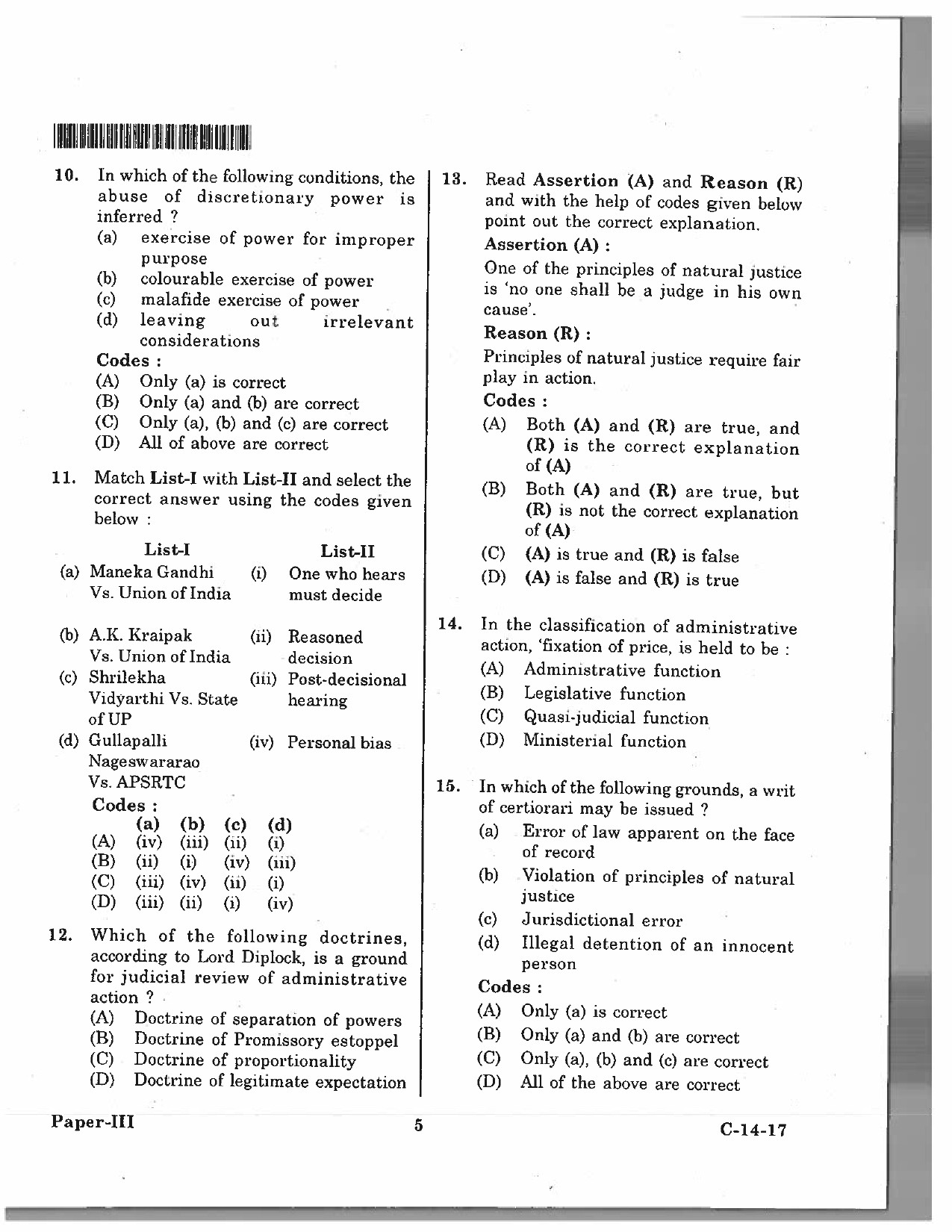 Telangana SET Law 2017 Question Paper III 4