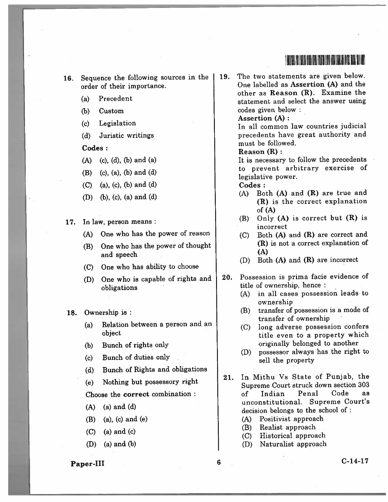 Telangana SET Law 2017 Question Paper III 5