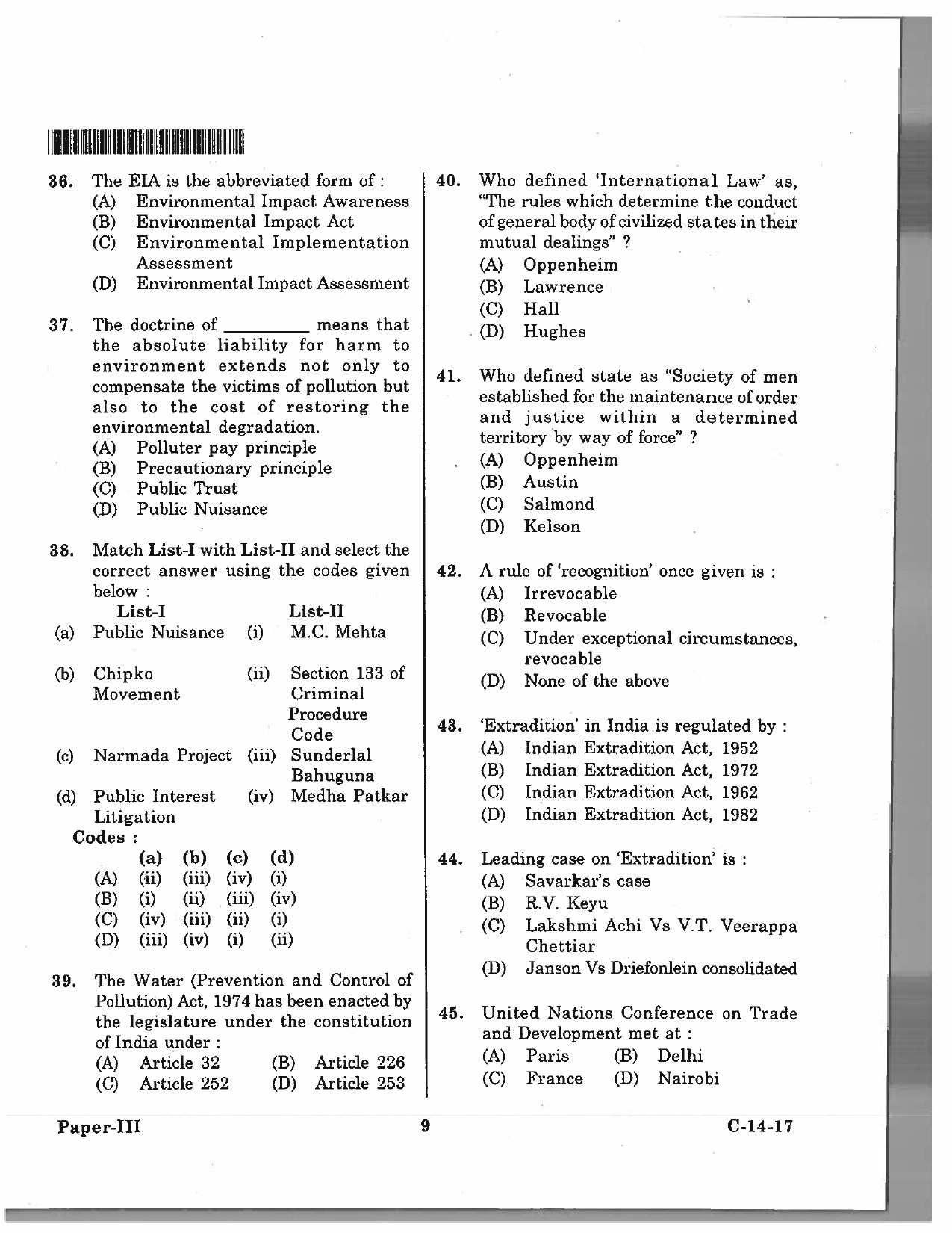 Telangana SET Law 2017 Question Paper III 8