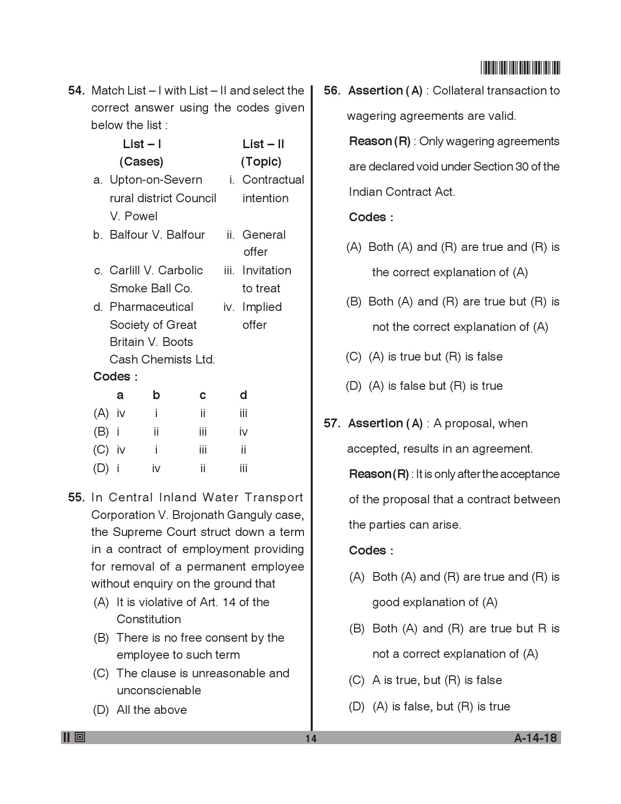 Telangana SET Law 2018 Question Paper II 13