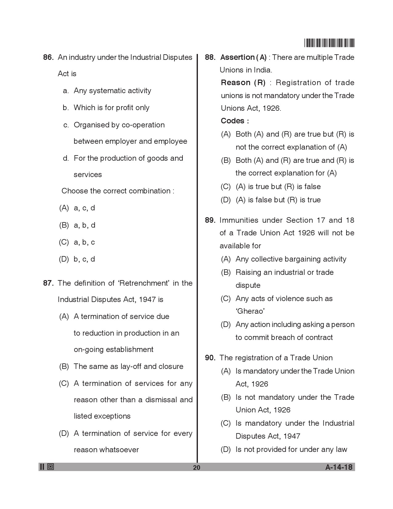 Telangana SET Law 2018 Question Paper II 19