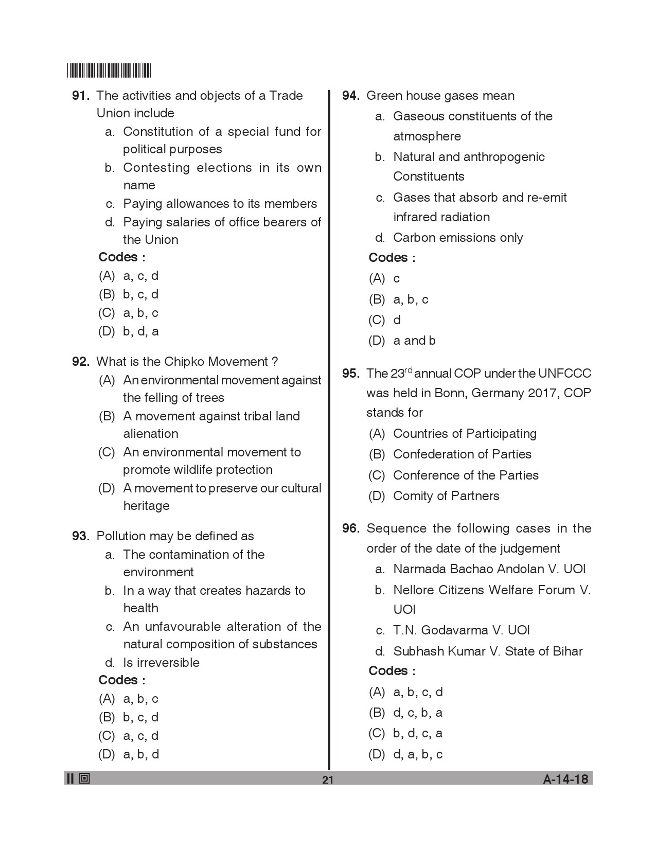 Telangana SET Law 2018 Question Paper II 20