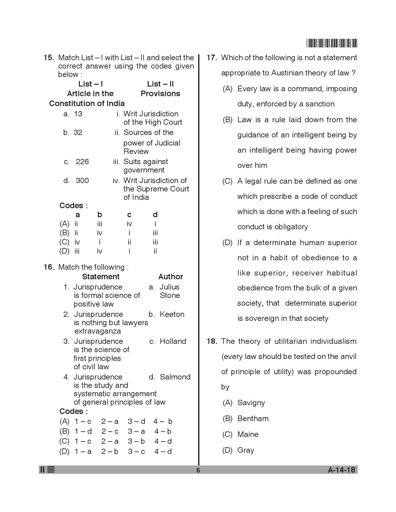 Telangana SET Law 2018 Question Paper II 5