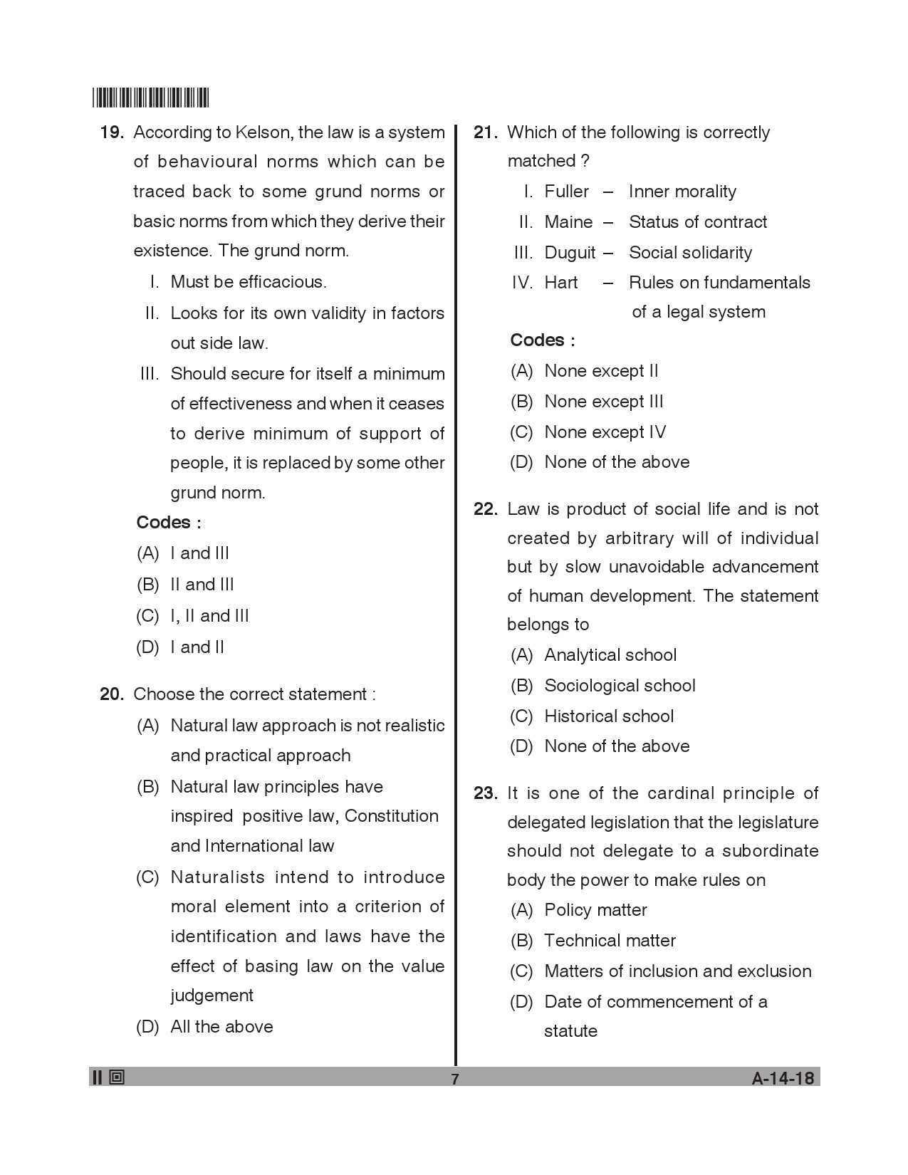 Telangana SET Law 2018 Question Paper II 6