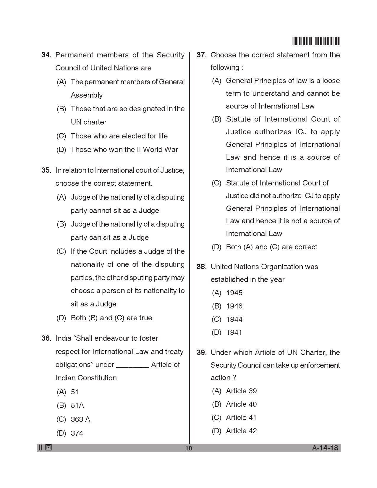 Telangana SET Law 2018 Question Paper II 9