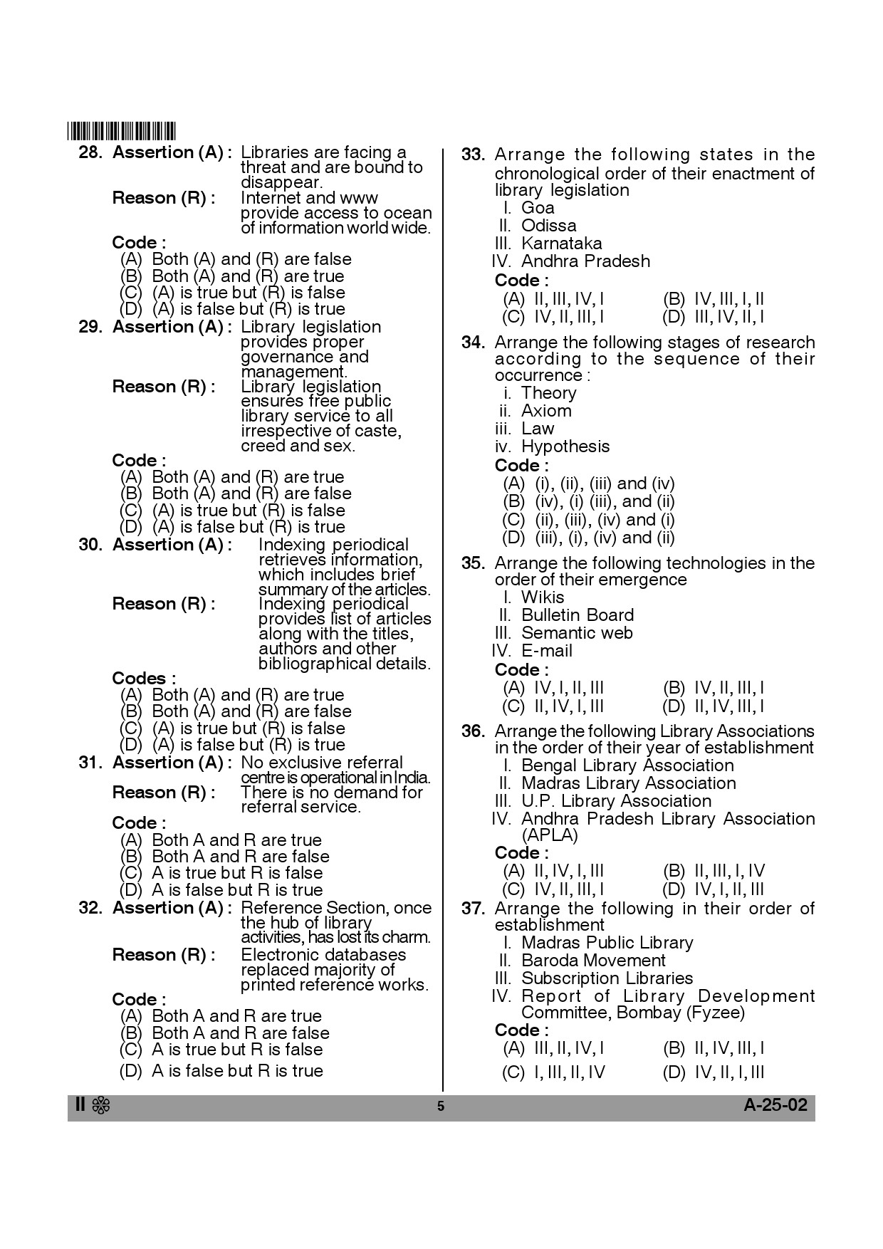 Telangana SET Library and Information Science 2013 Question Paper II 4