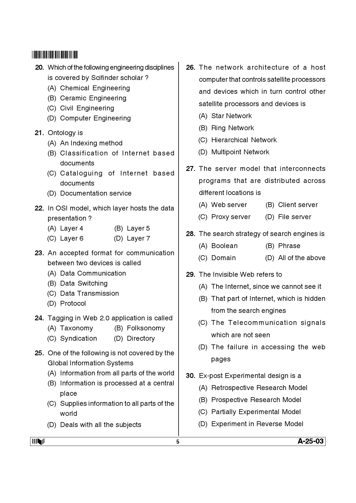 Telangana SET Library and Information Science 2013 Question Paper III 4