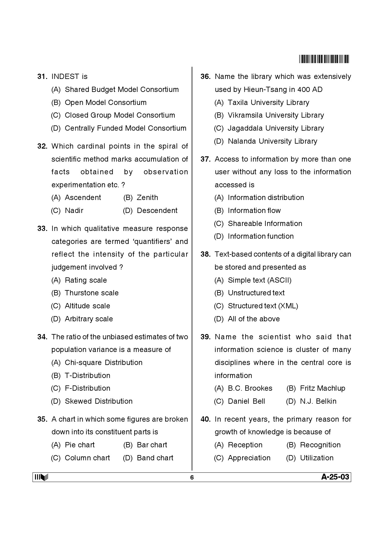 Telangana SET Library and Information Science 2013 Question Paper III 5