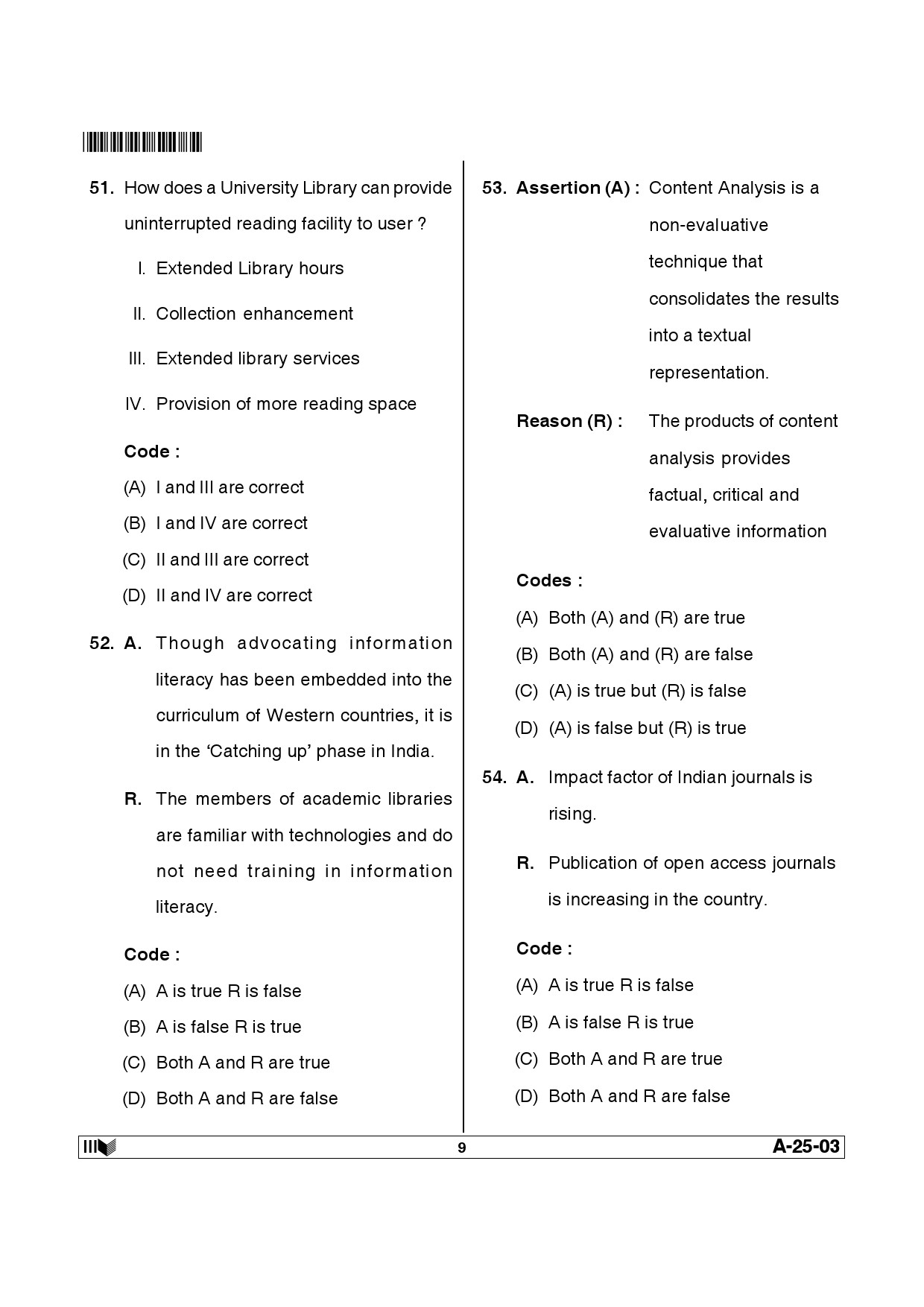 Telangana SET Library and Information Science 2013 Question Paper III 8