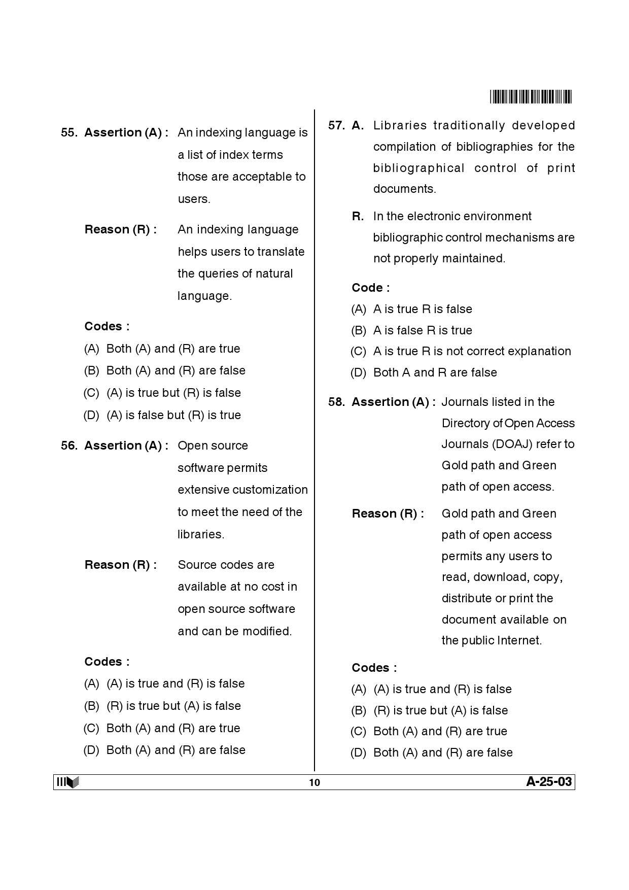 Telangana SET Library and Information Science 2013 Question Paper III 9