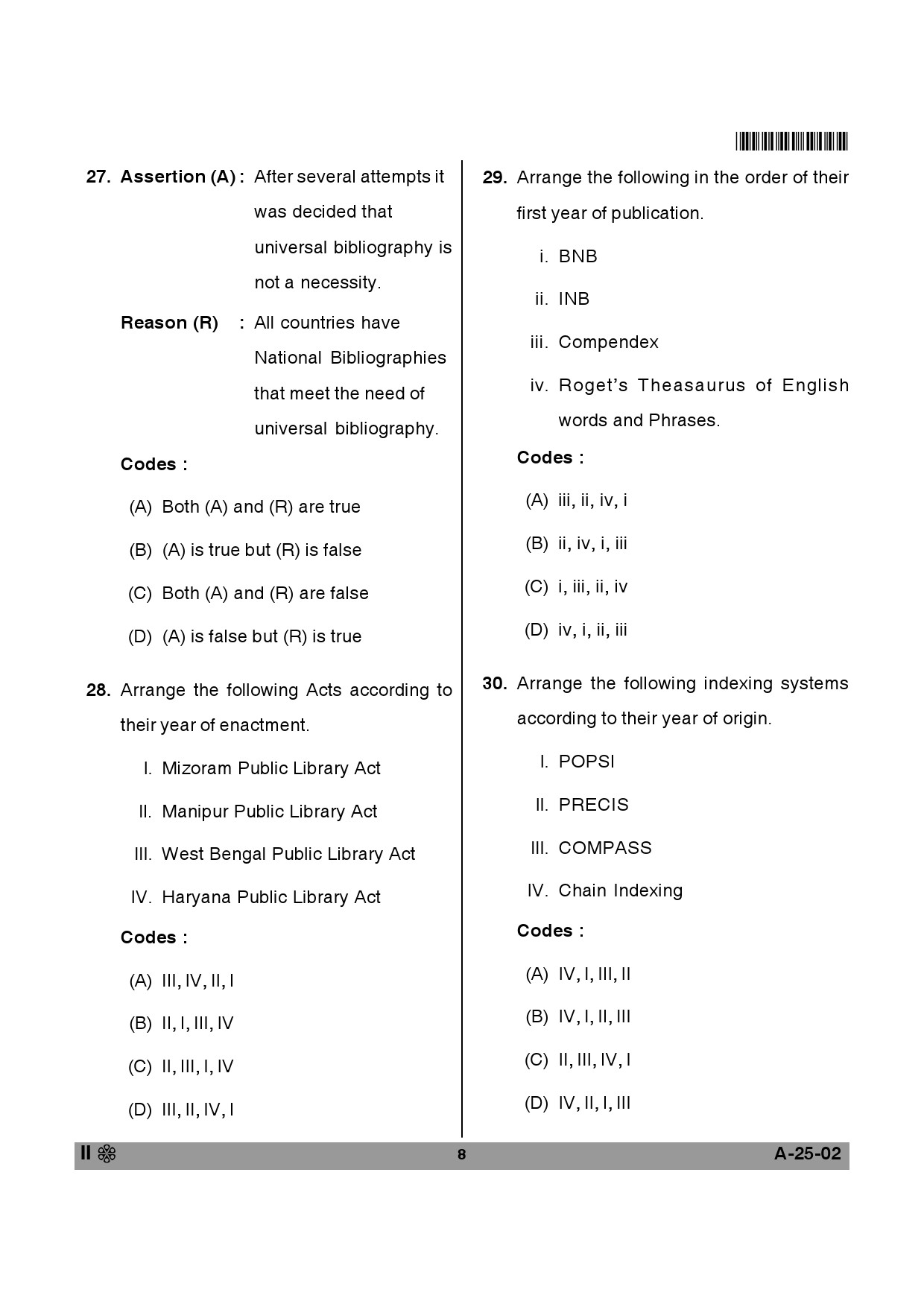 Telangana SET Library and Information Science 2014 Question Paper II 7