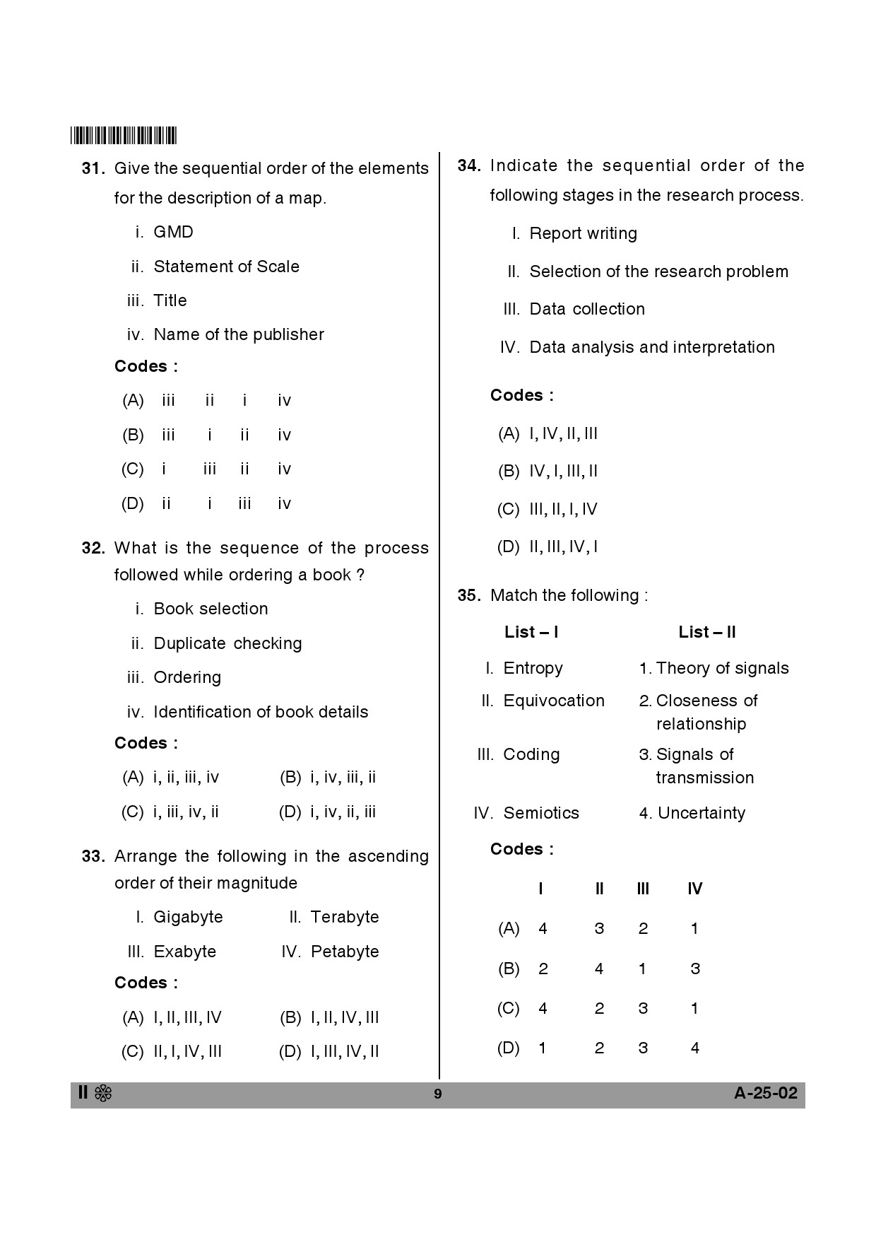 Telangana SET Library and Information Science 2014 Question Paper II 8