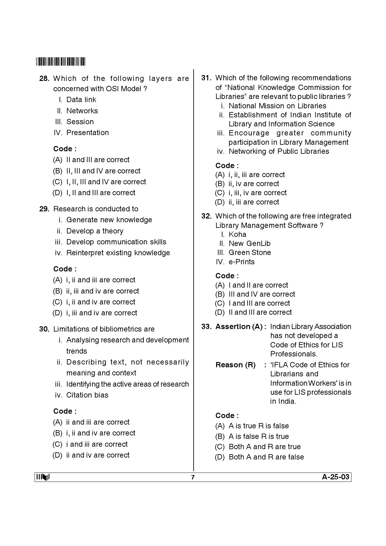 Telangana SET Library and Information Science 2014 Question Paper III 6