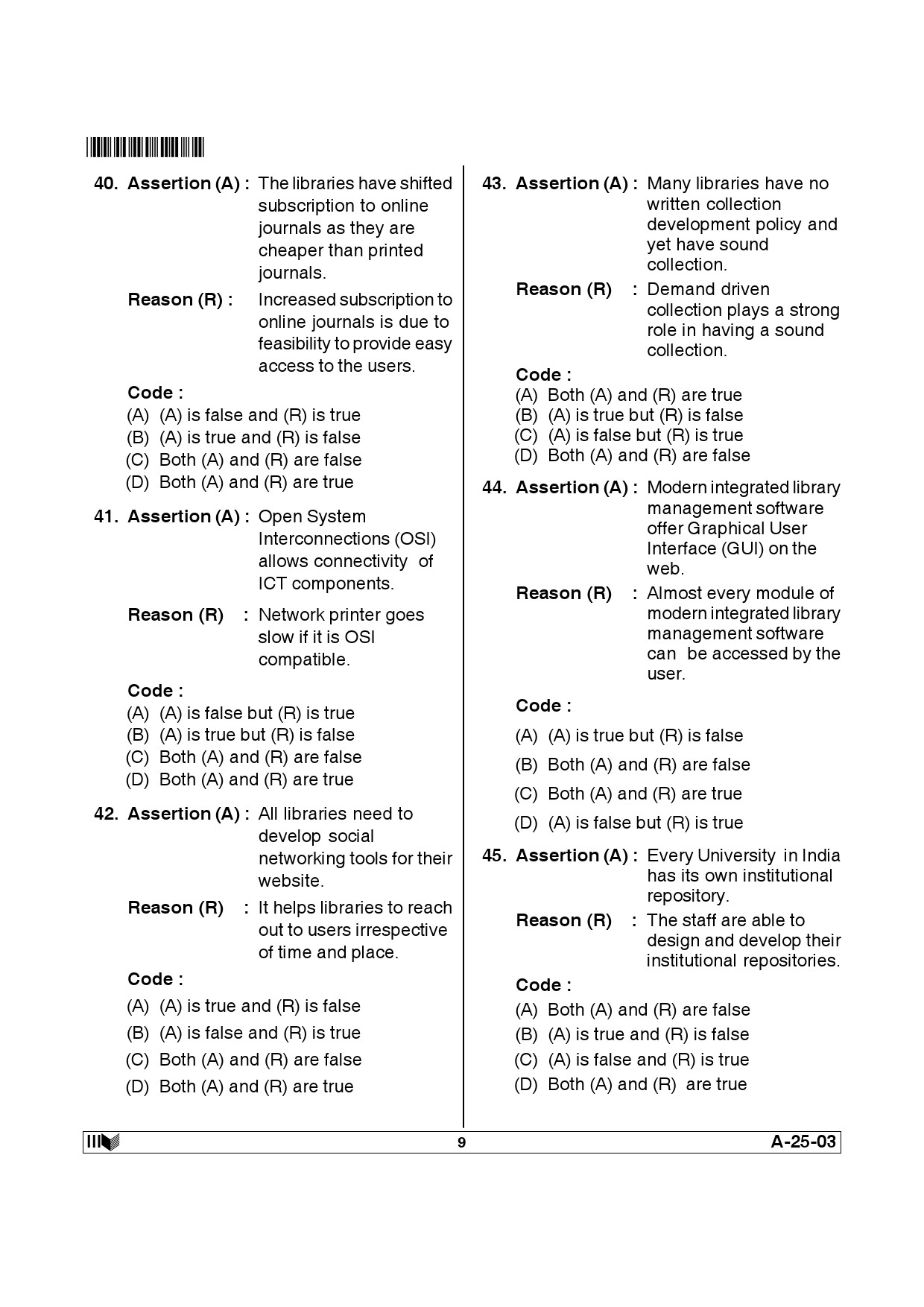 Telangana SET Library and Information Science 2014 Question Paper III 8