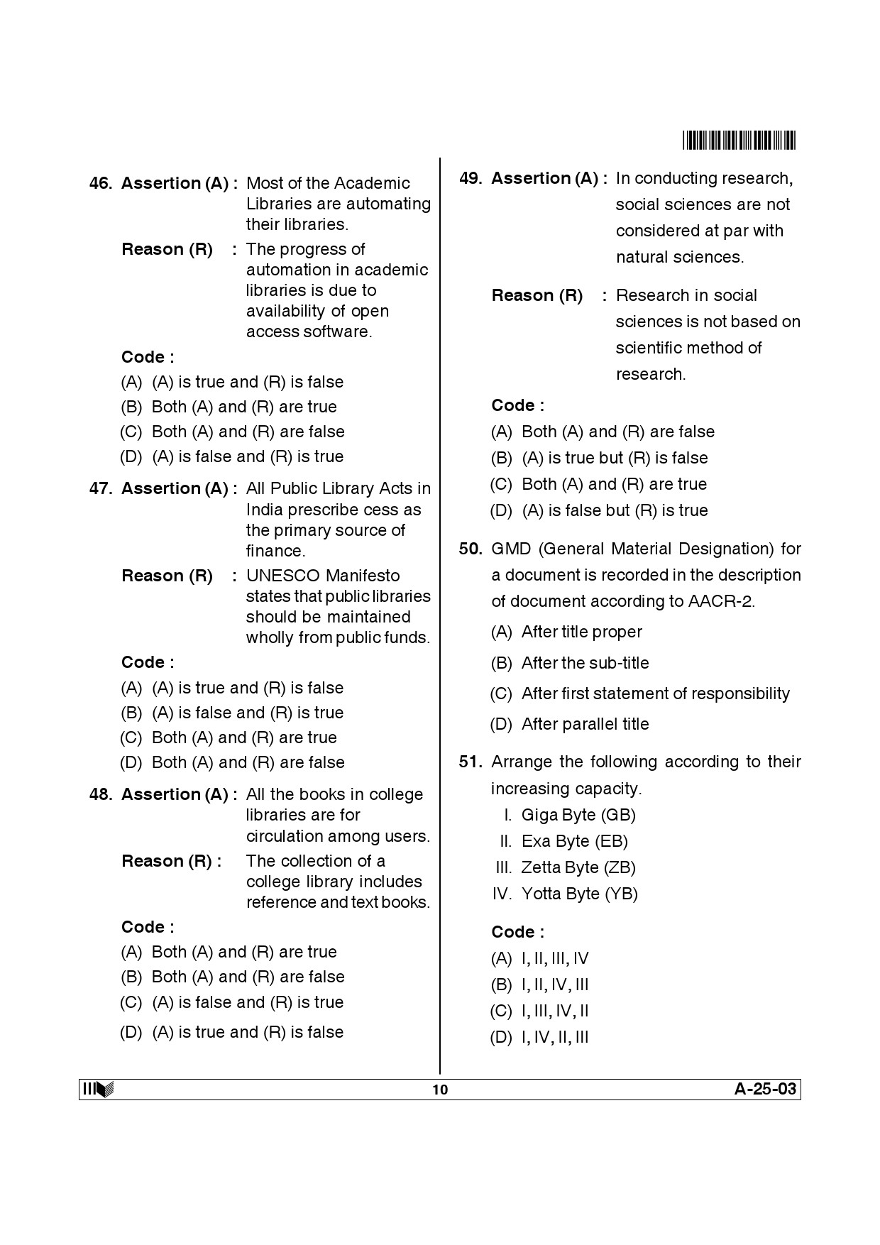 Telangana SET Library and Information Science 2014 Question Paper III 9