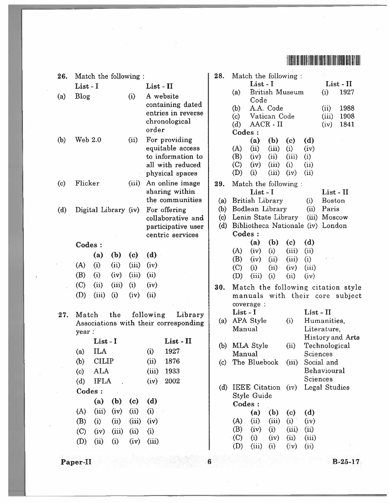 Telangana SET Library and Information Science 2017 Question Paper II 5