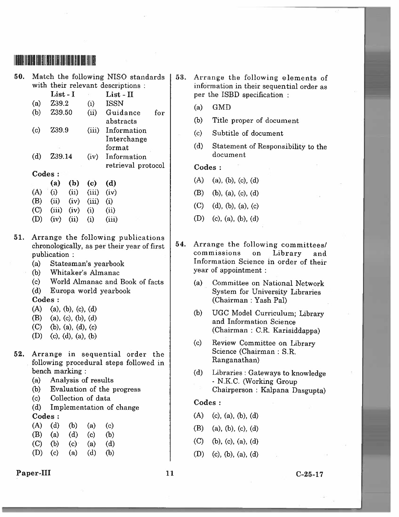 Telangana SET Library and Information Science 2017 Question Paper III 10