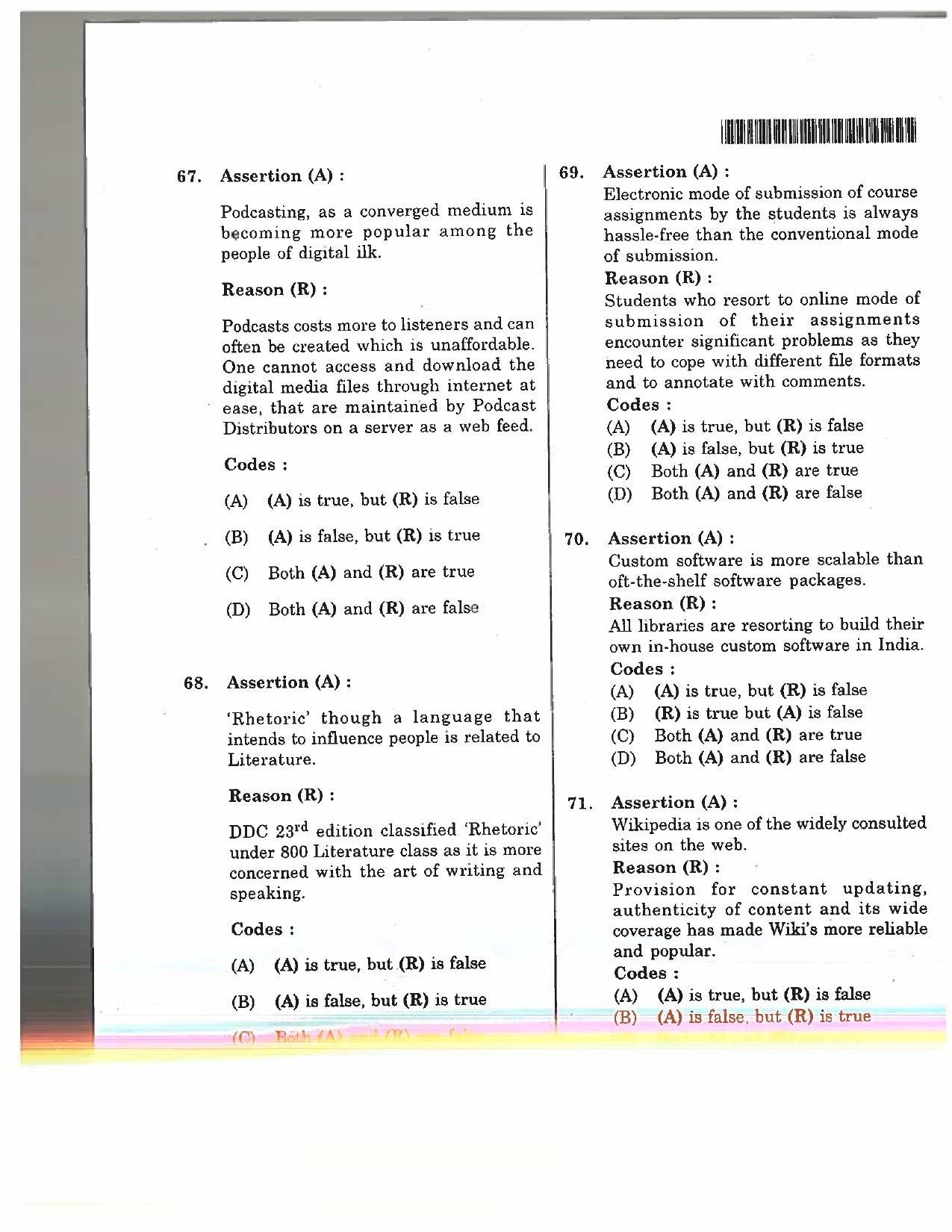 Telangana SET Library and Information Science 2017 Question Paper III 13