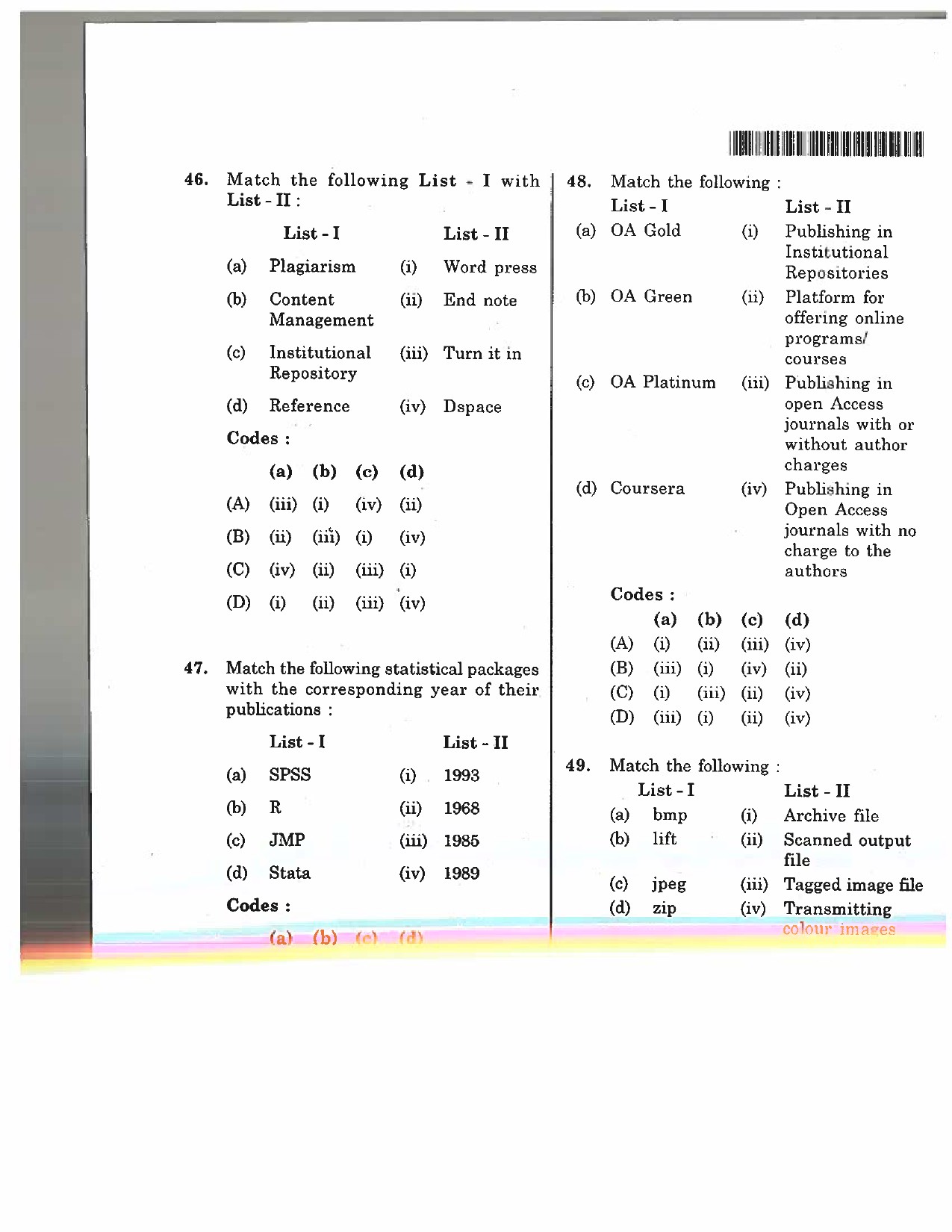 Telangana SET Library and Information Science 2017 Question Paper III 9