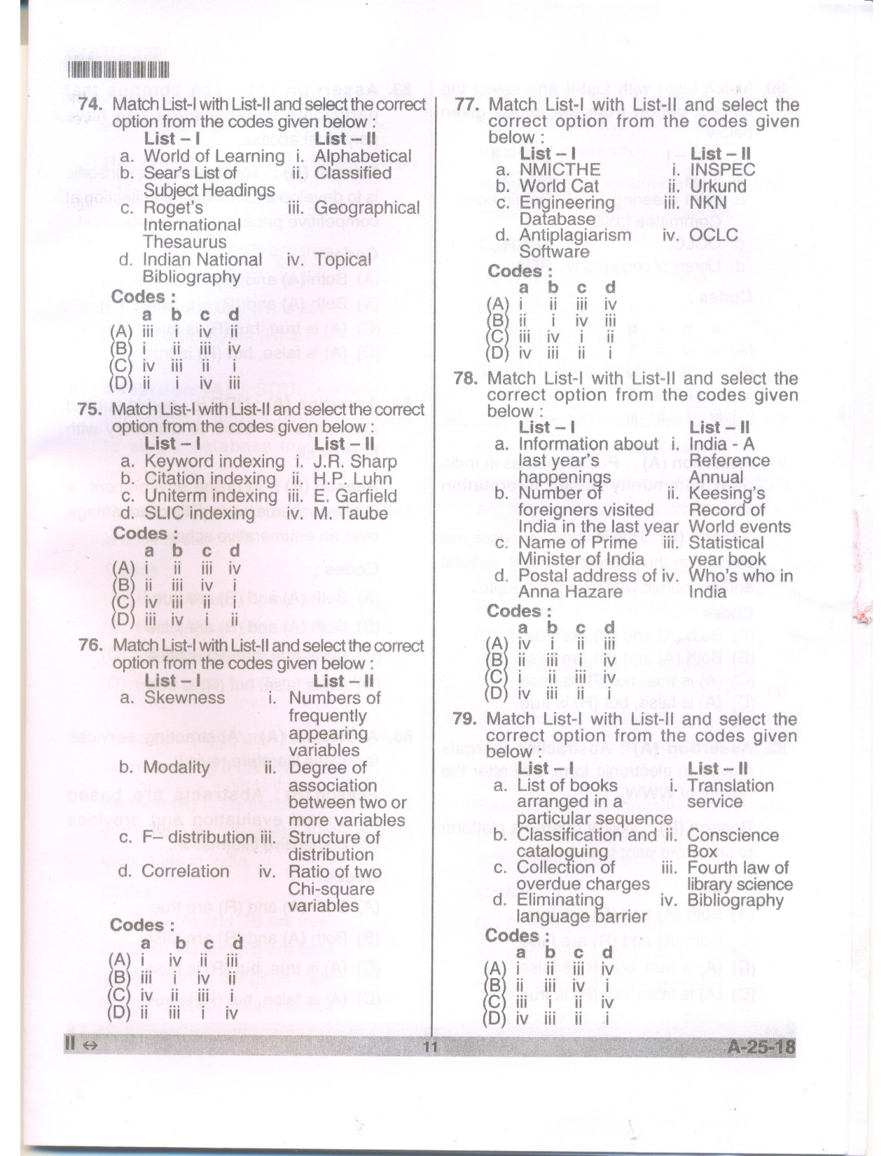 Telangana SET Library and Information Science 2018 Question Paper II 10