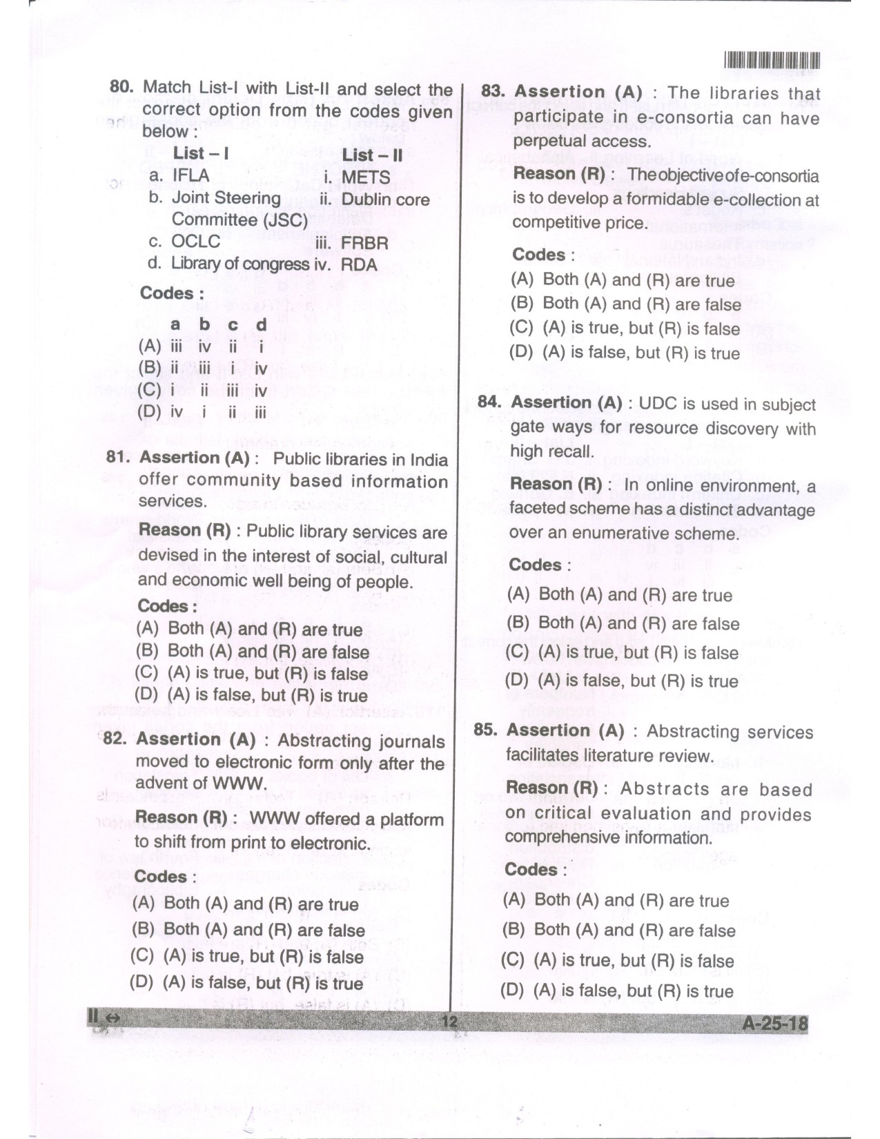 Telangana SET Library and Information Science 2018 Question Paper II 11