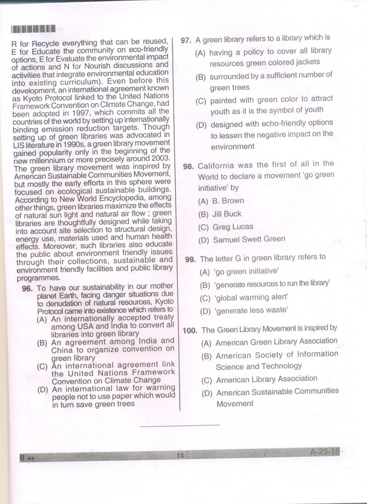 Telangana SET Library and Information Science 2018 Question Paper II 14