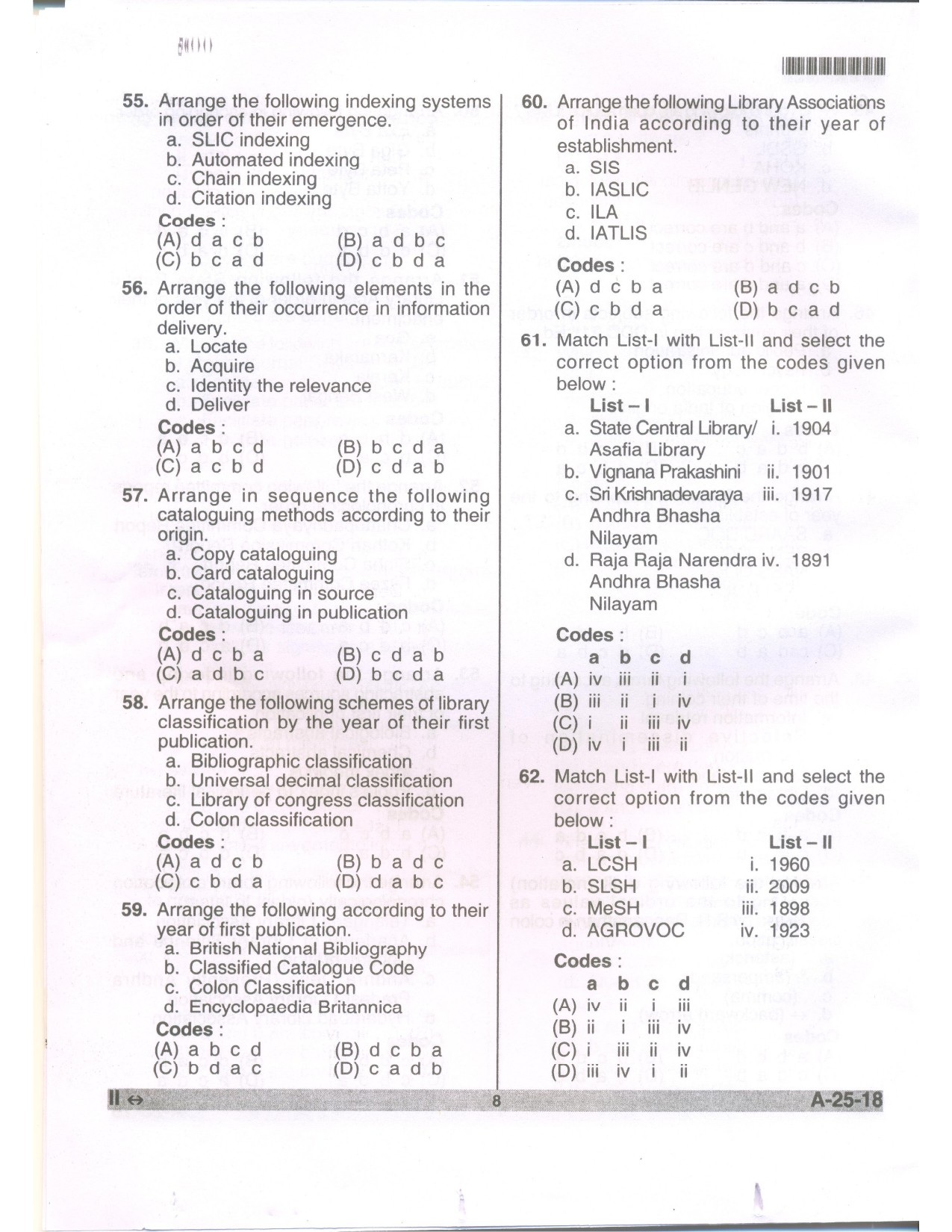 Telangana SET Library and Information Science 2018 Question Paper II 7